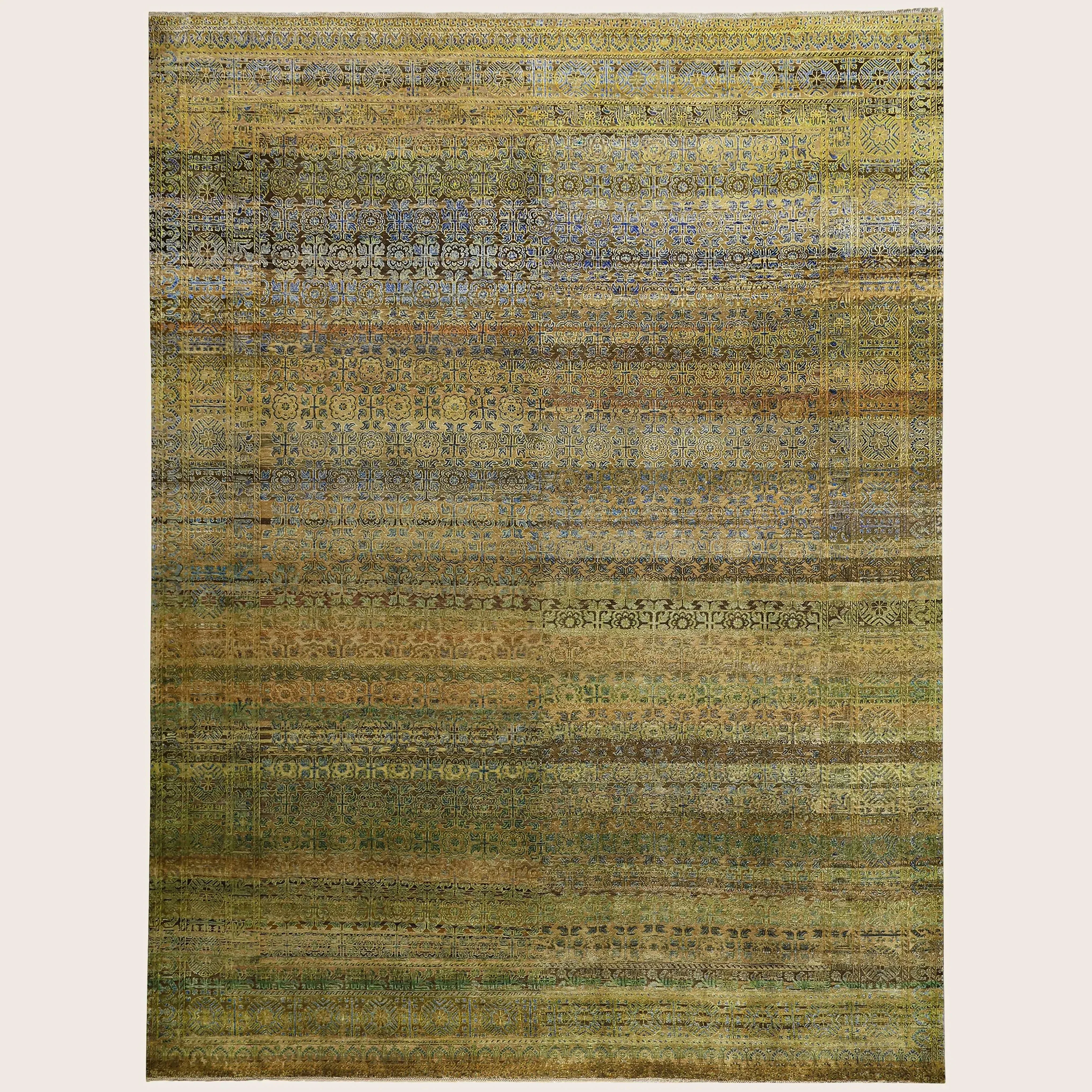 Yellow Alchemy Traditional Silk Wool Blend Rug - 8'11" x 12'2"