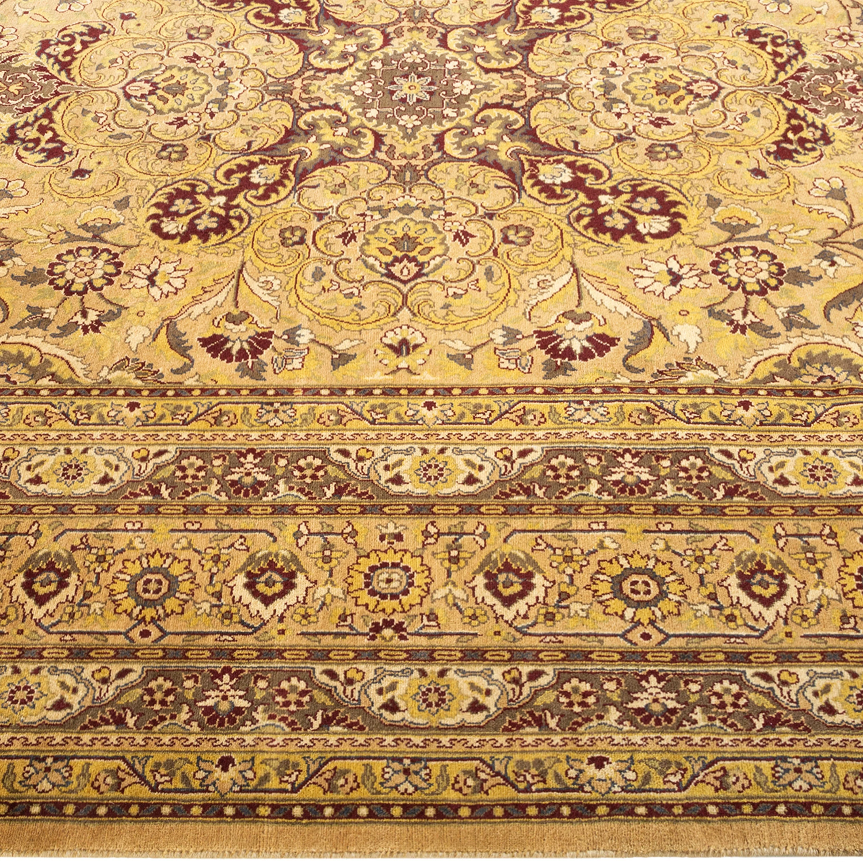 Yellow Traditional Mogul Wool Rug - 6'1" x 9'5" - Image 4