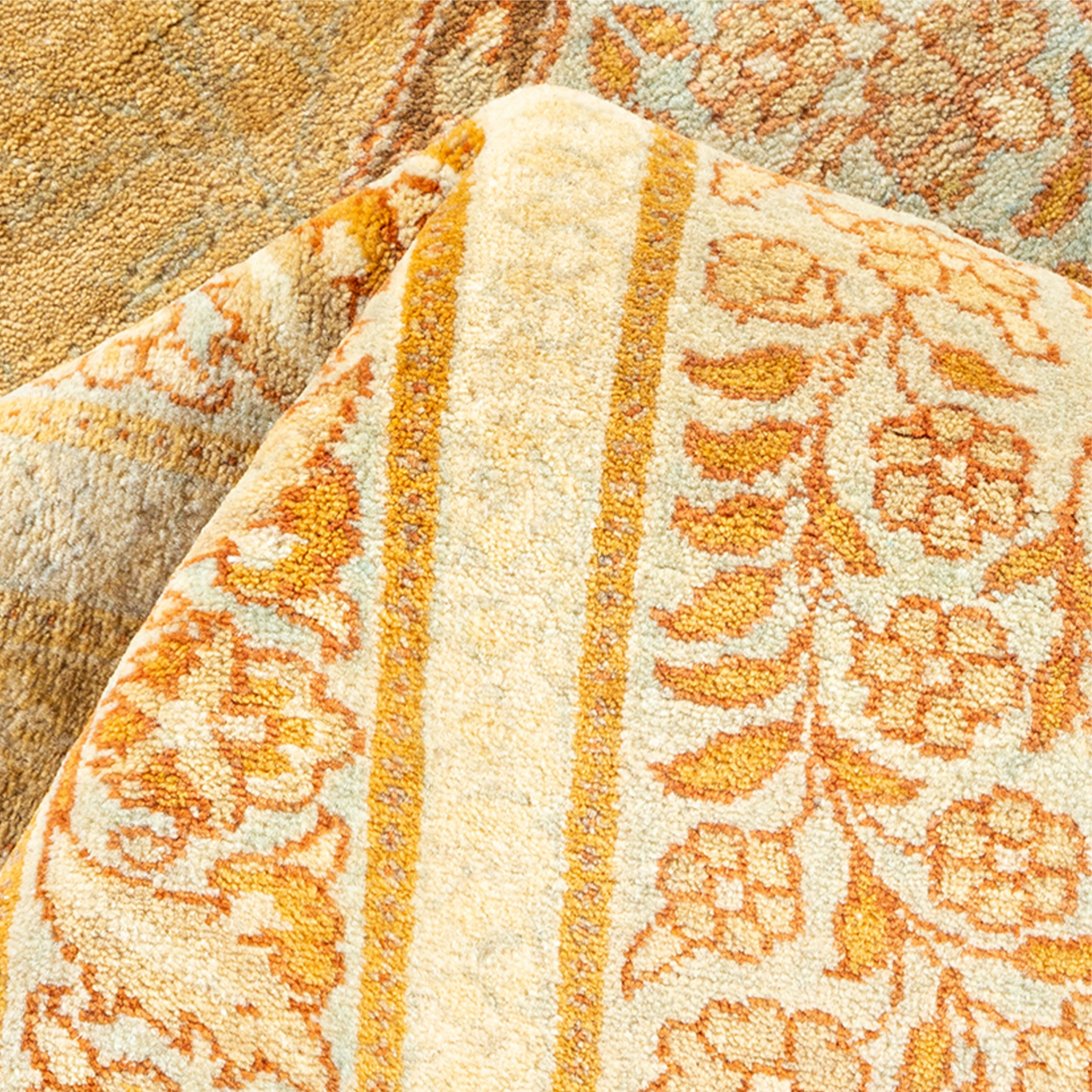 Yellow Traditional Mogul Wool Rug - 8'1" x 9'8" - Image 7