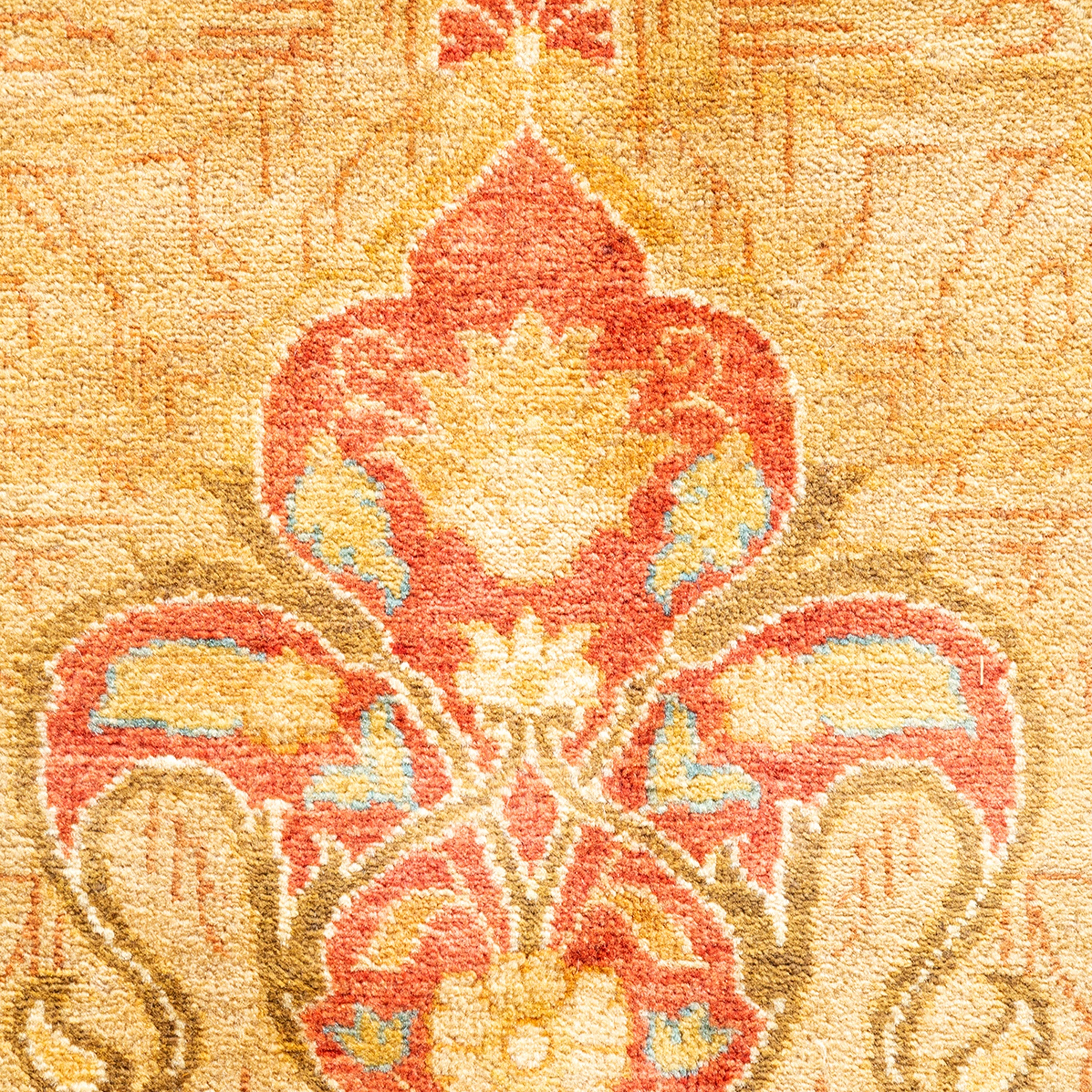 Yellow Traditional Wool Rug - 8'4" x 10'1" - Image 8