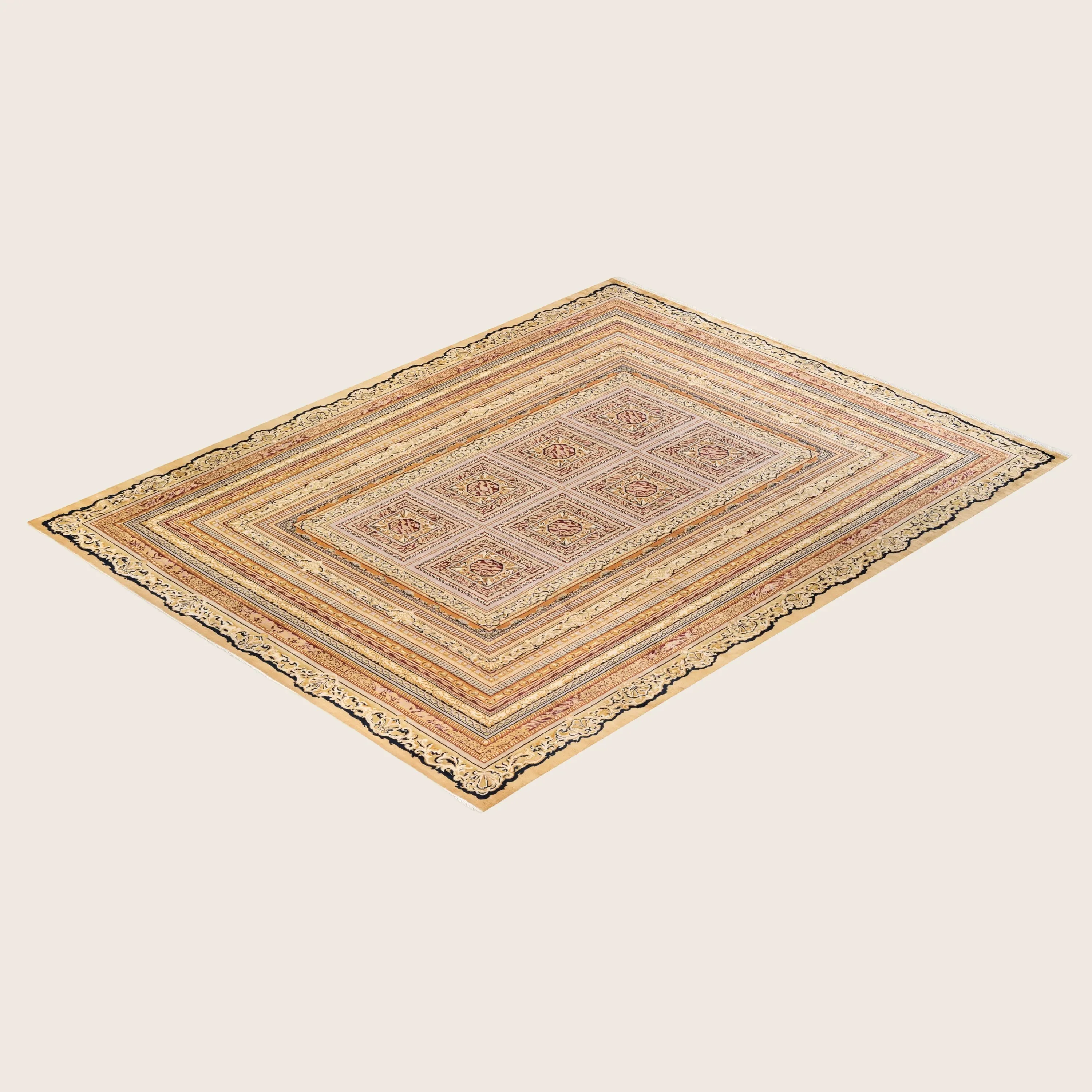 Yellow Traditional Wool Rug - 9'1" x 12'3" - Image 3