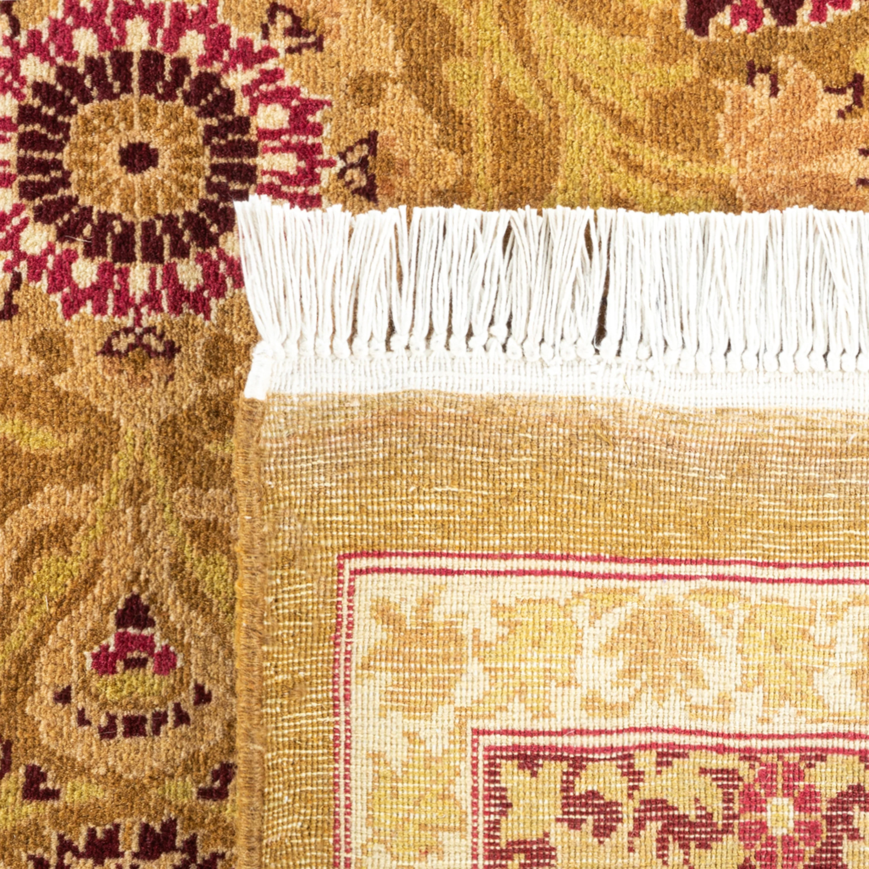 Yellow Traditional Wool Rug - 9'1" x 13' - Image 6