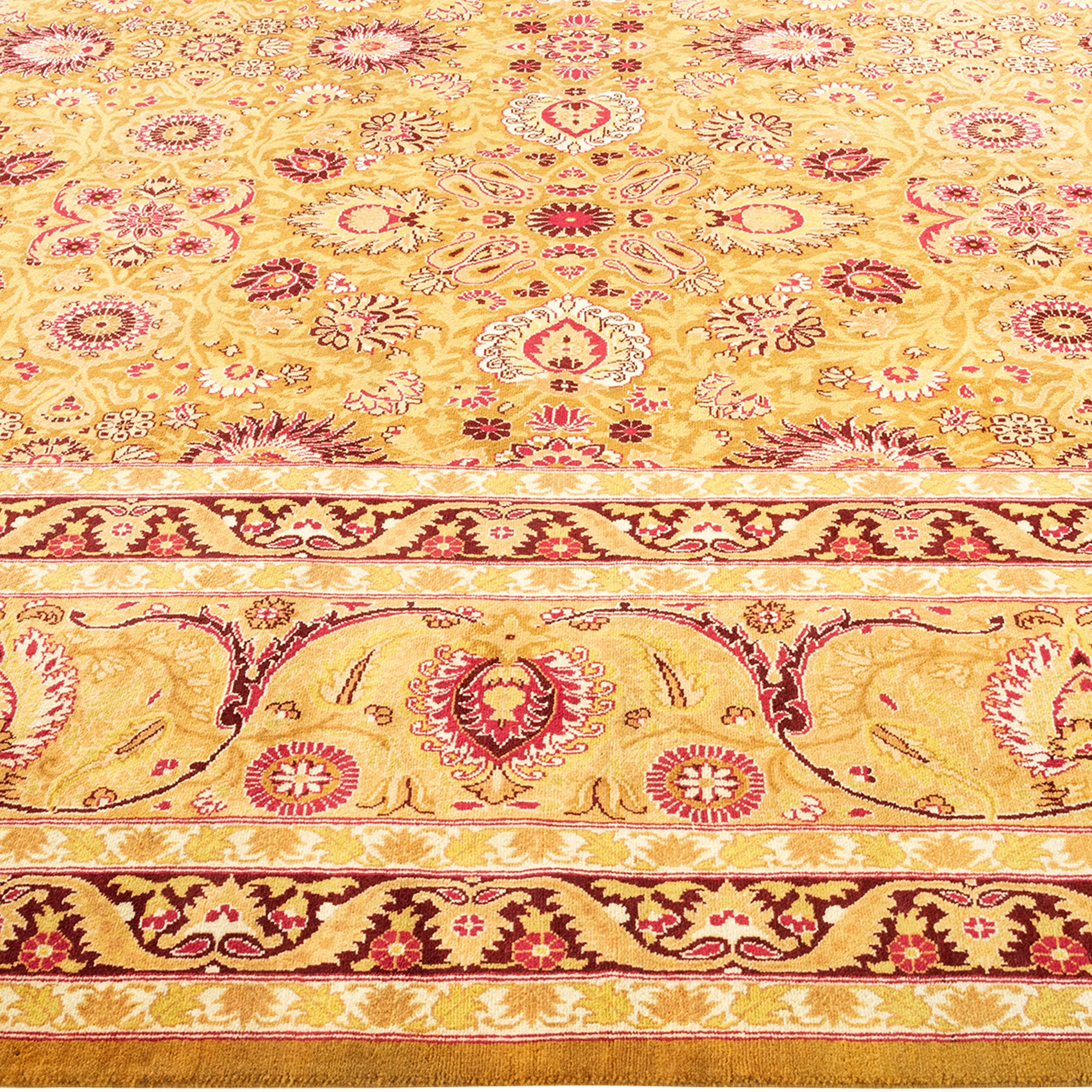 Yellow Traditional Wool Rug - 9'1" x 13' - Image 7