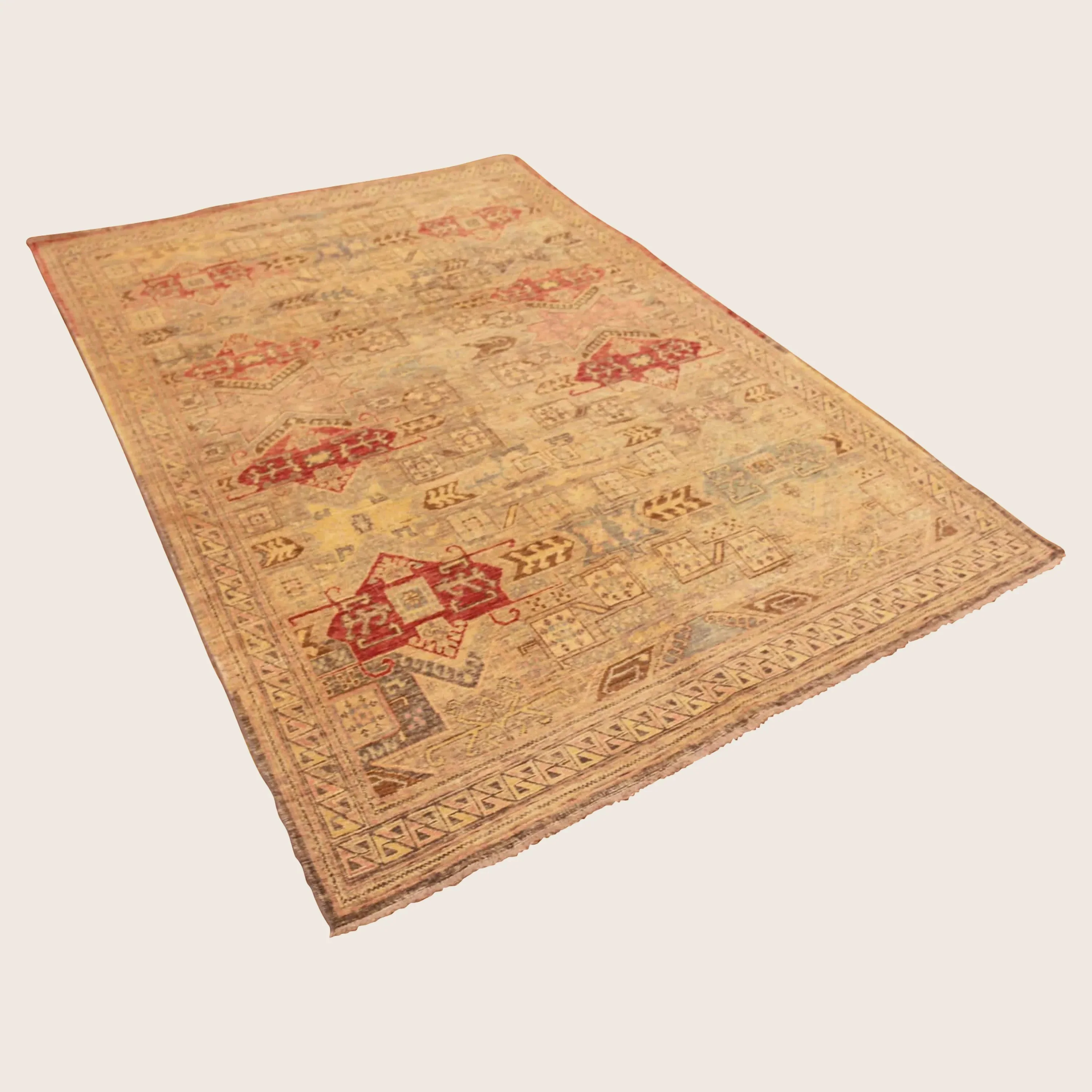 Beige Zameen Traditional Wool Rug - 5'9" x 8'4" - Image 4