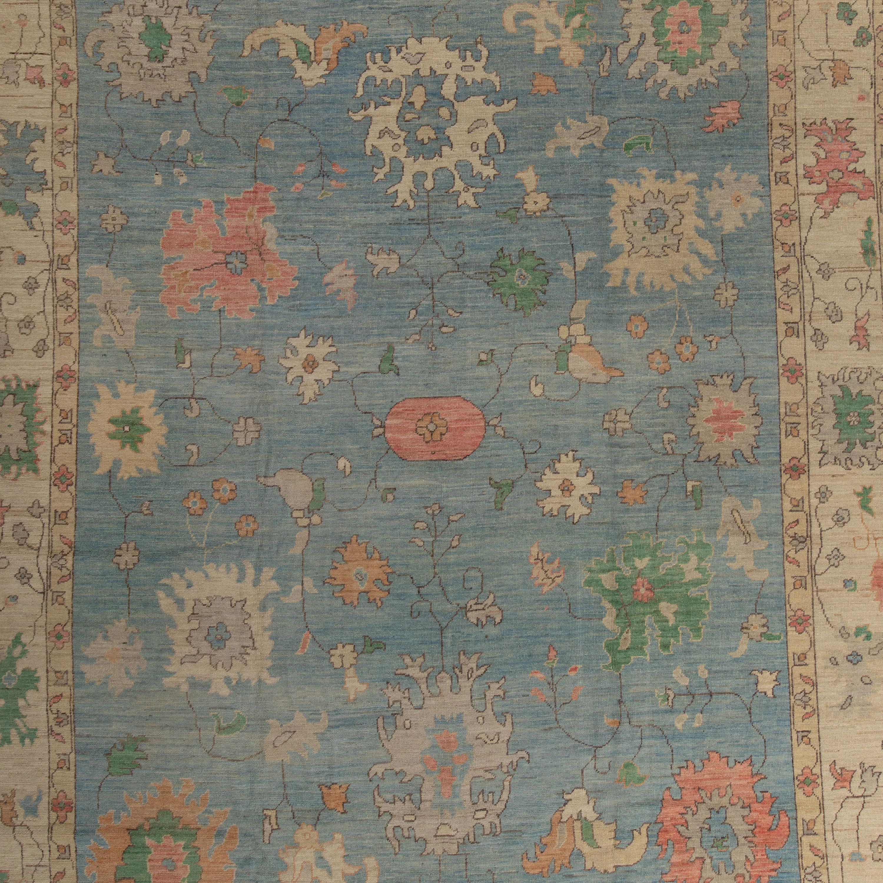 Blue Zameen Traditional Wool Rug - 11'8" x 15'3" - Image 2