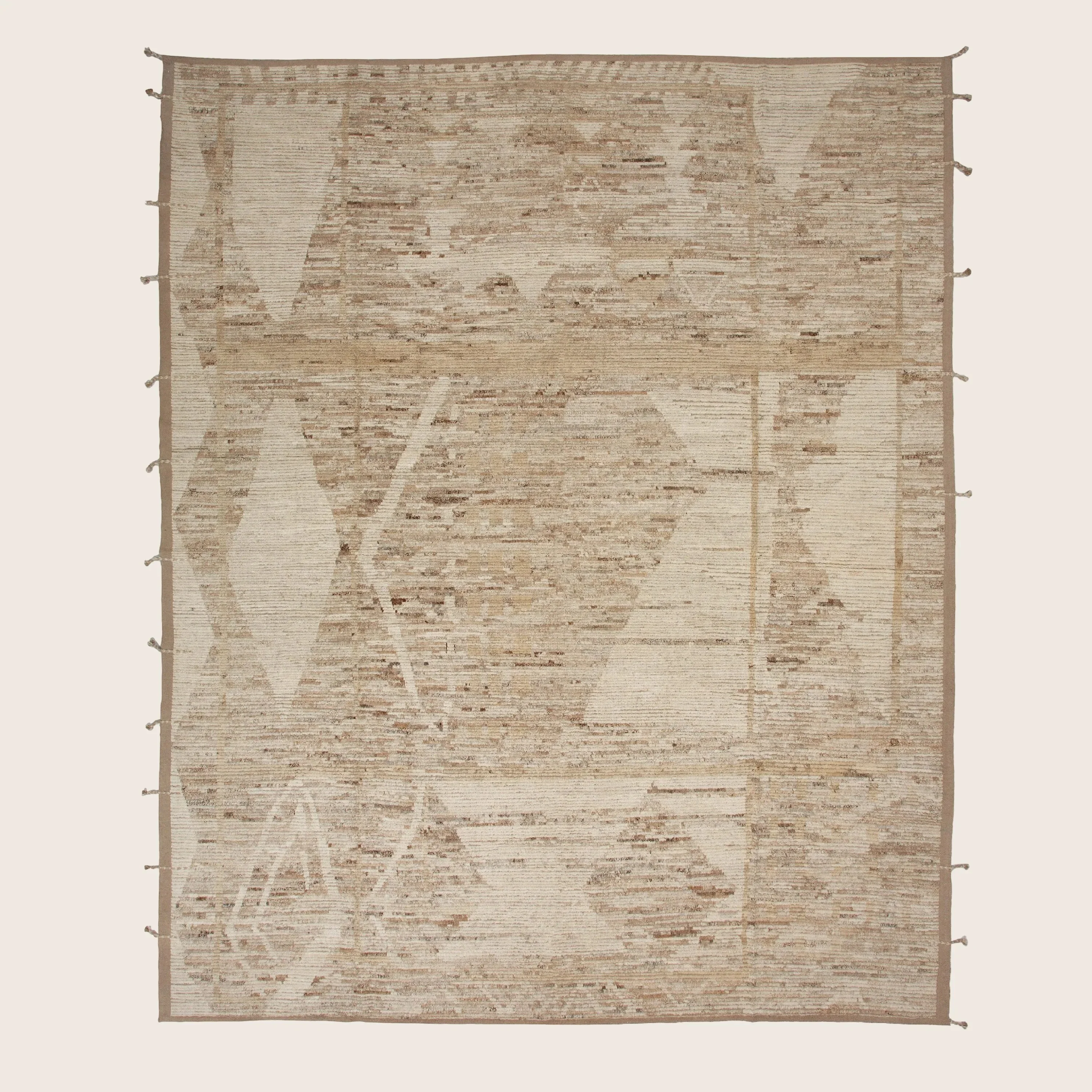 Light Brown Zameen Transitional Wool Rug - 13'9" x 16'6"