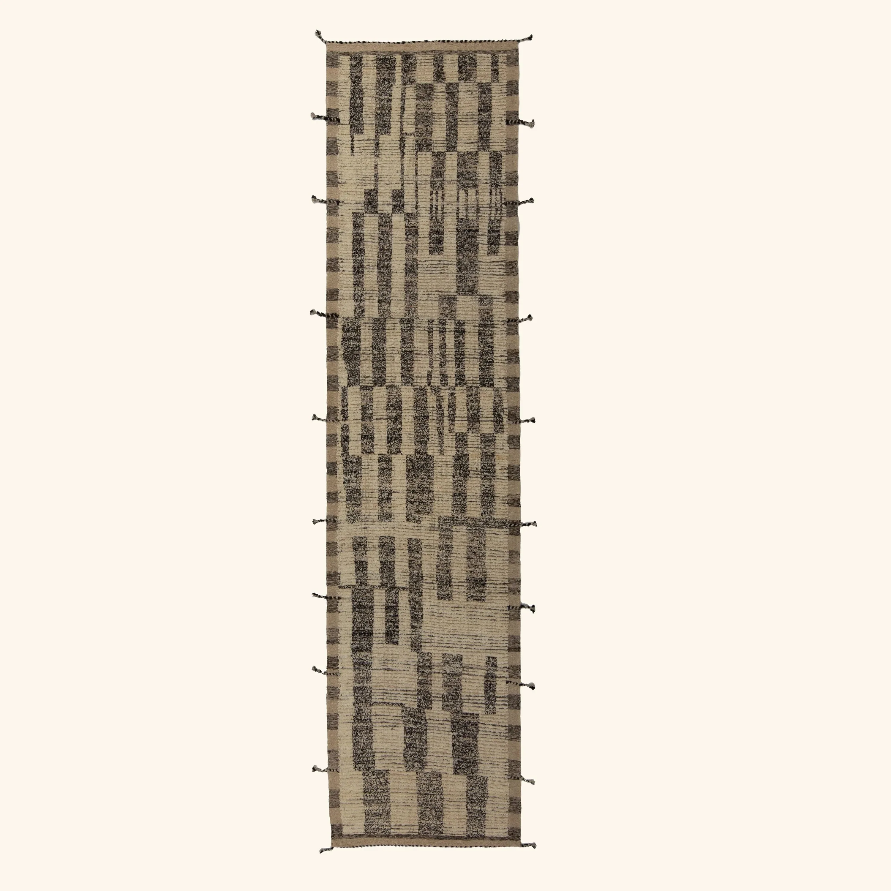 Grey Zameen Transitional Wool Runner - 3'4" x 13'9"