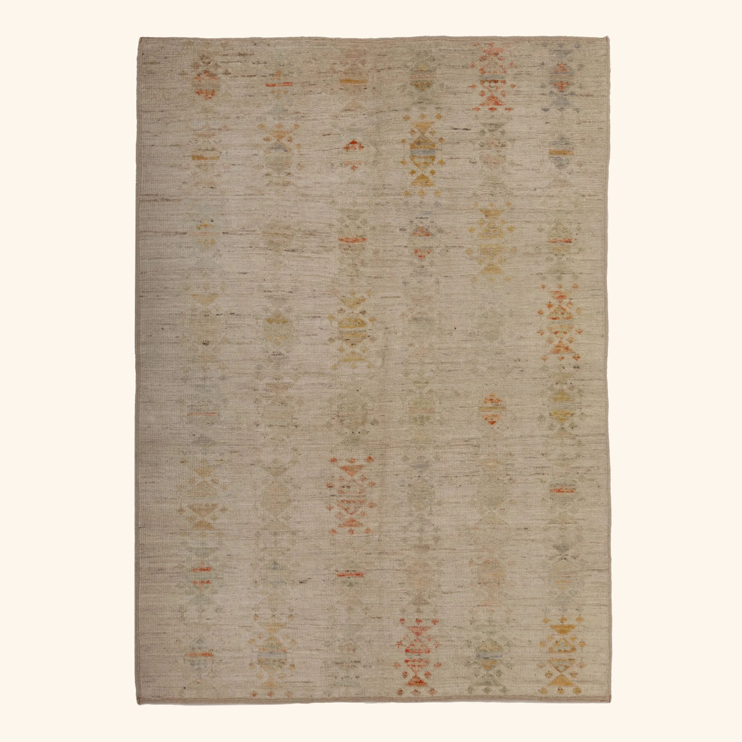 Cream Zameen Transitional Wool Rug - 4'6" x 6'5"