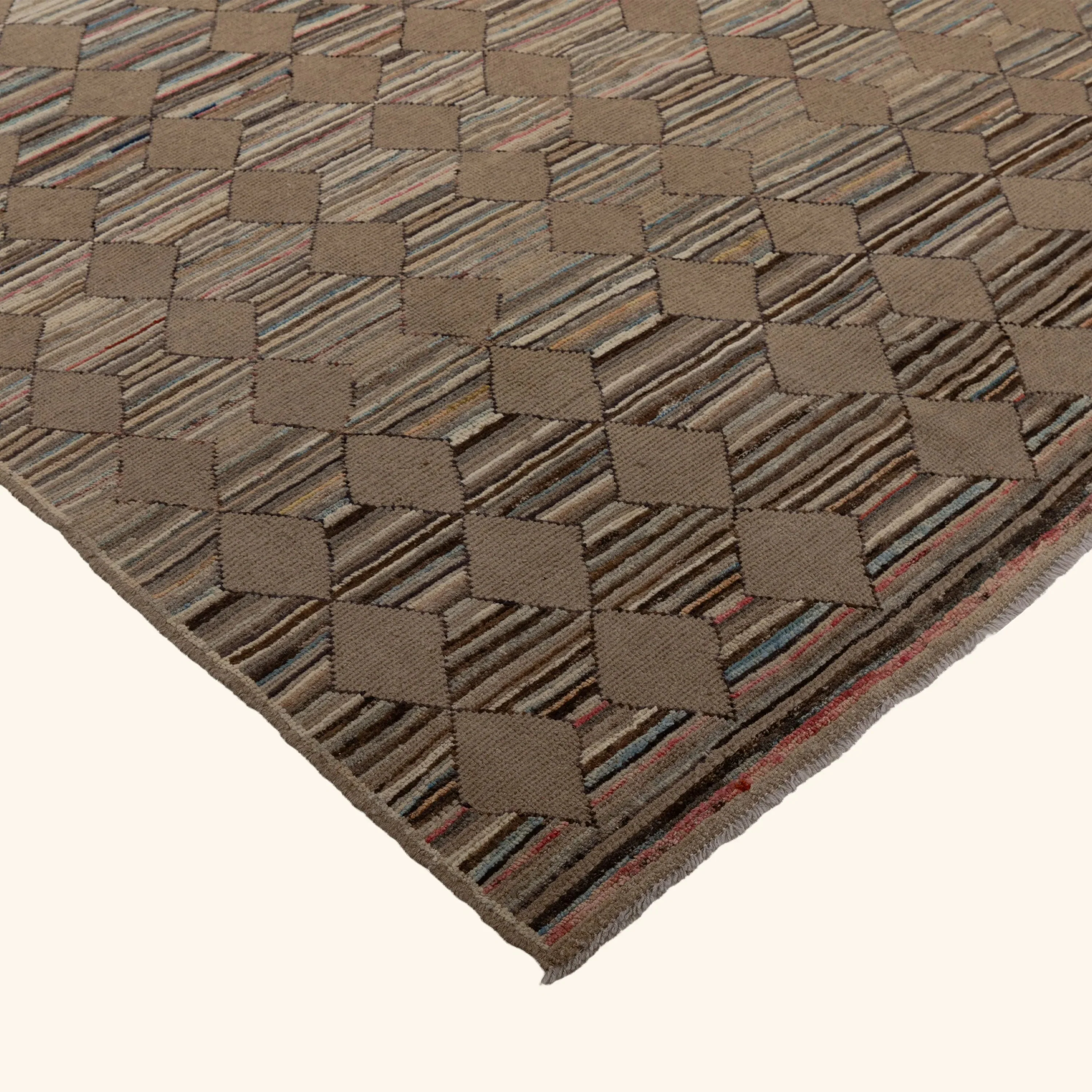 Brown Zameen Transitional Wool Rug - 5'10" x 8'8" - Image 3