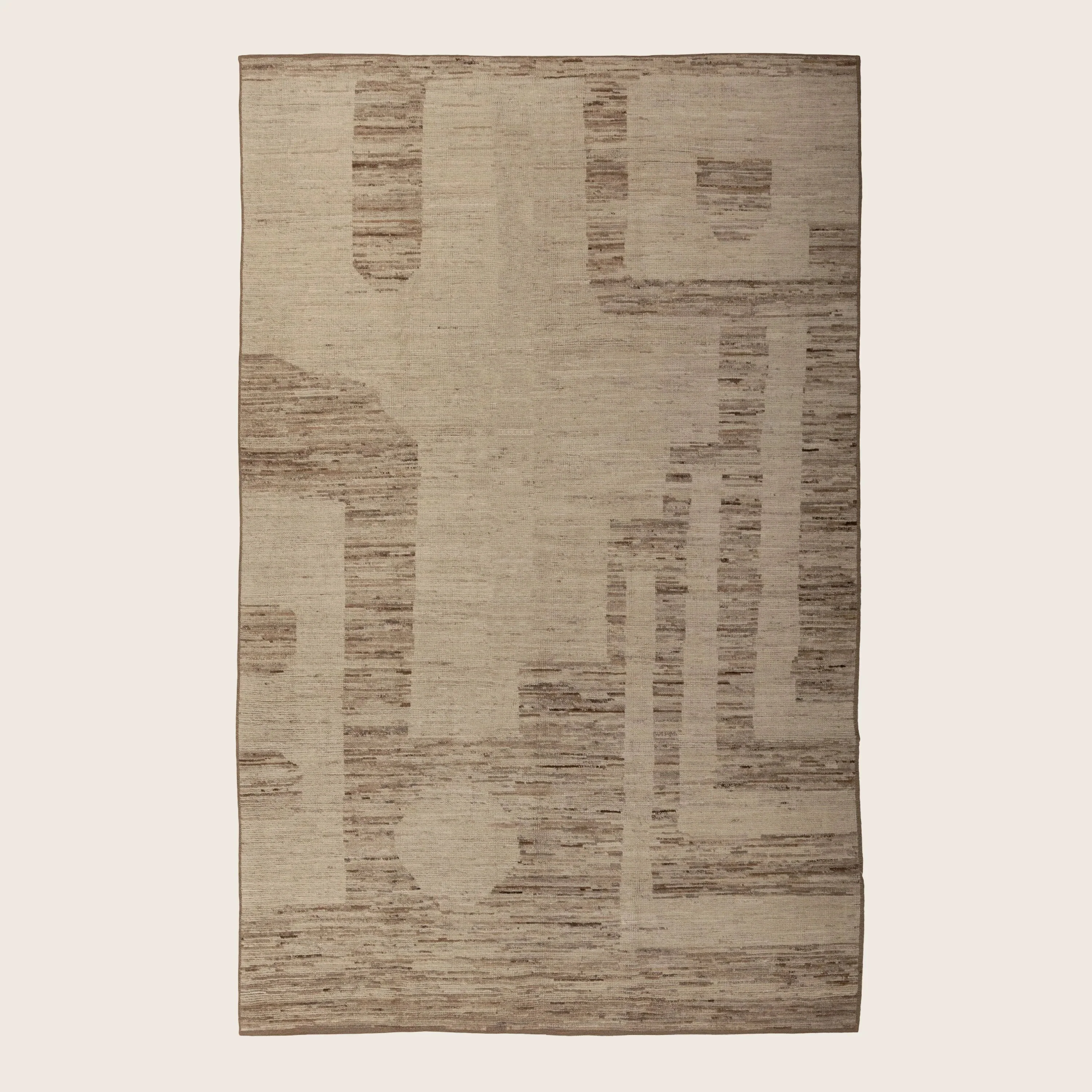 Brown & Cream Zameen Modern Wool Rug - 5'11" x 9'4"