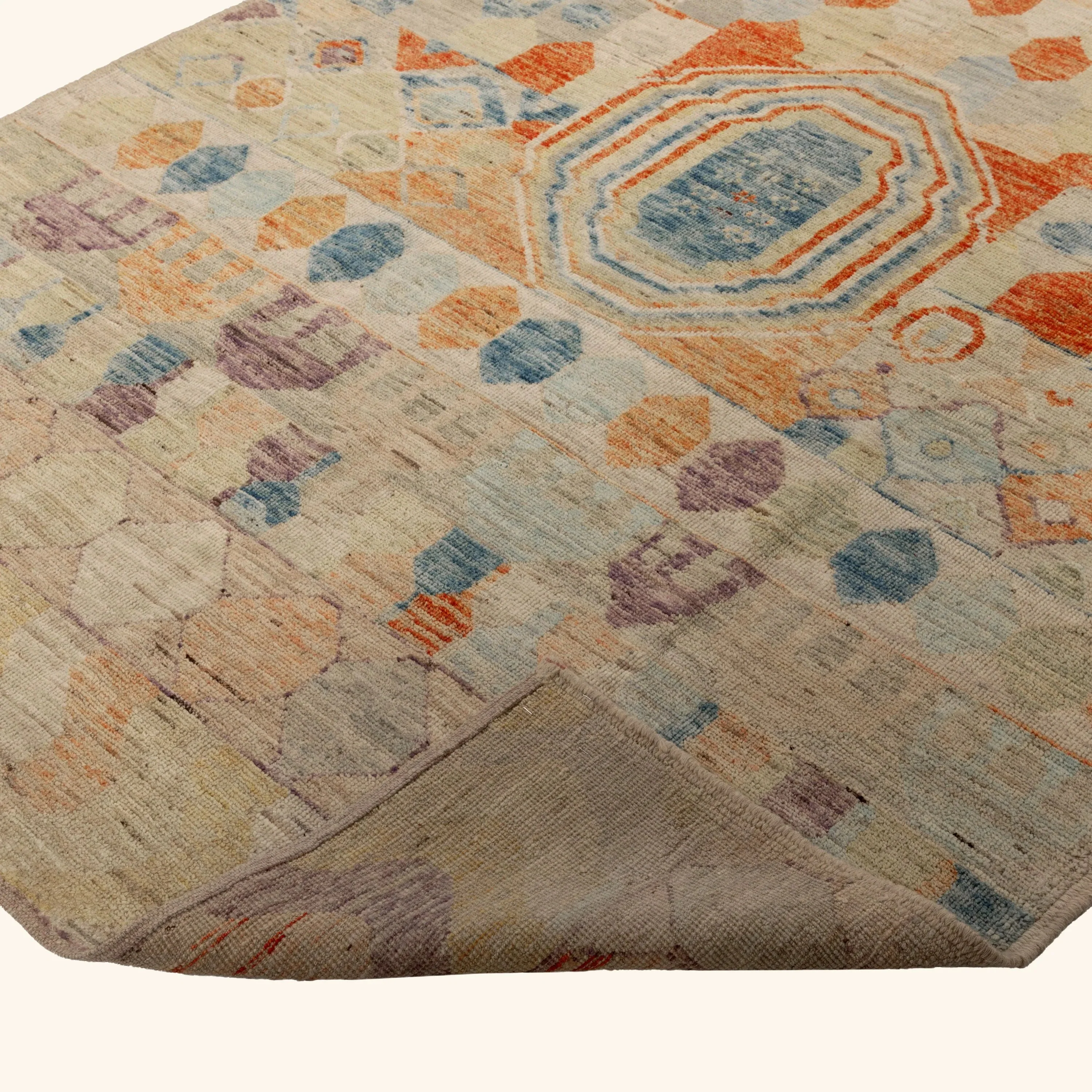 Multicolored Mosaic Wool Rug - 5'8" x 7'11" - Image 4