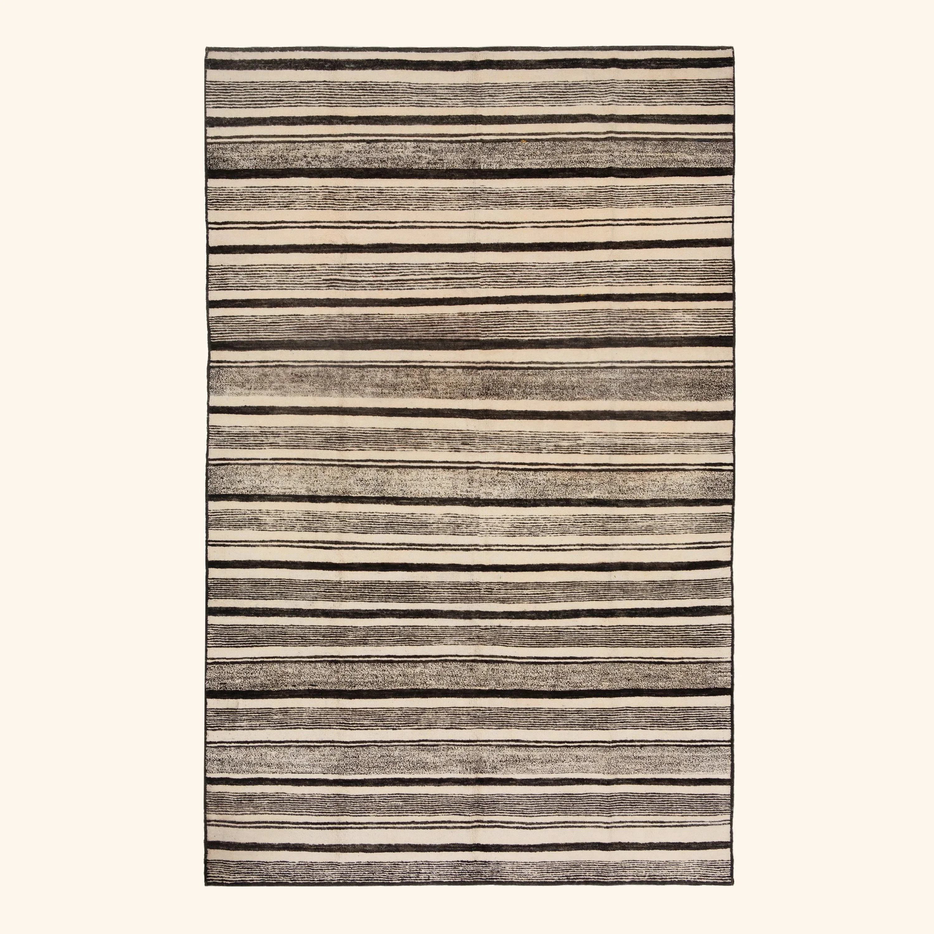 Black Zameen Modern Wool Rug - 6' x 9'8"