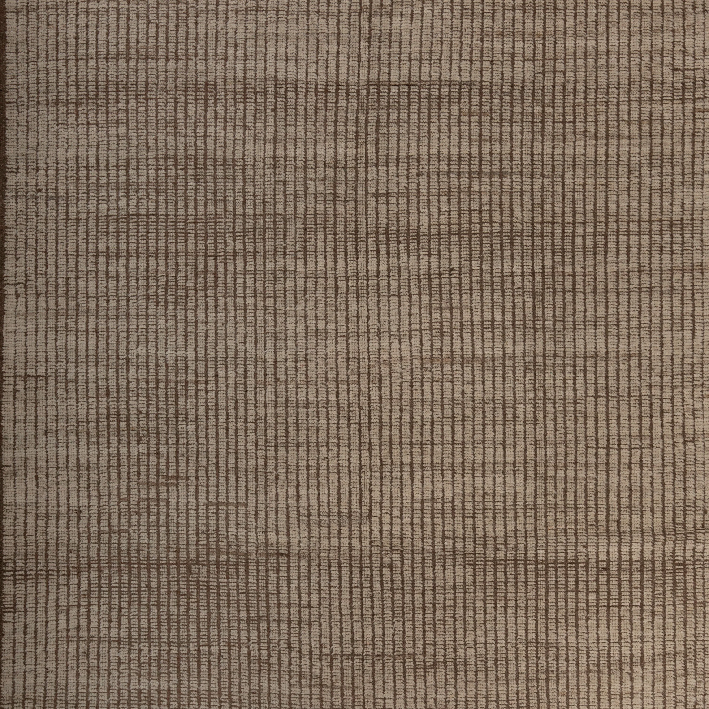 Brown Solid Zameen Modern Wool Rug - 6'4" x 8'9" - Image 2