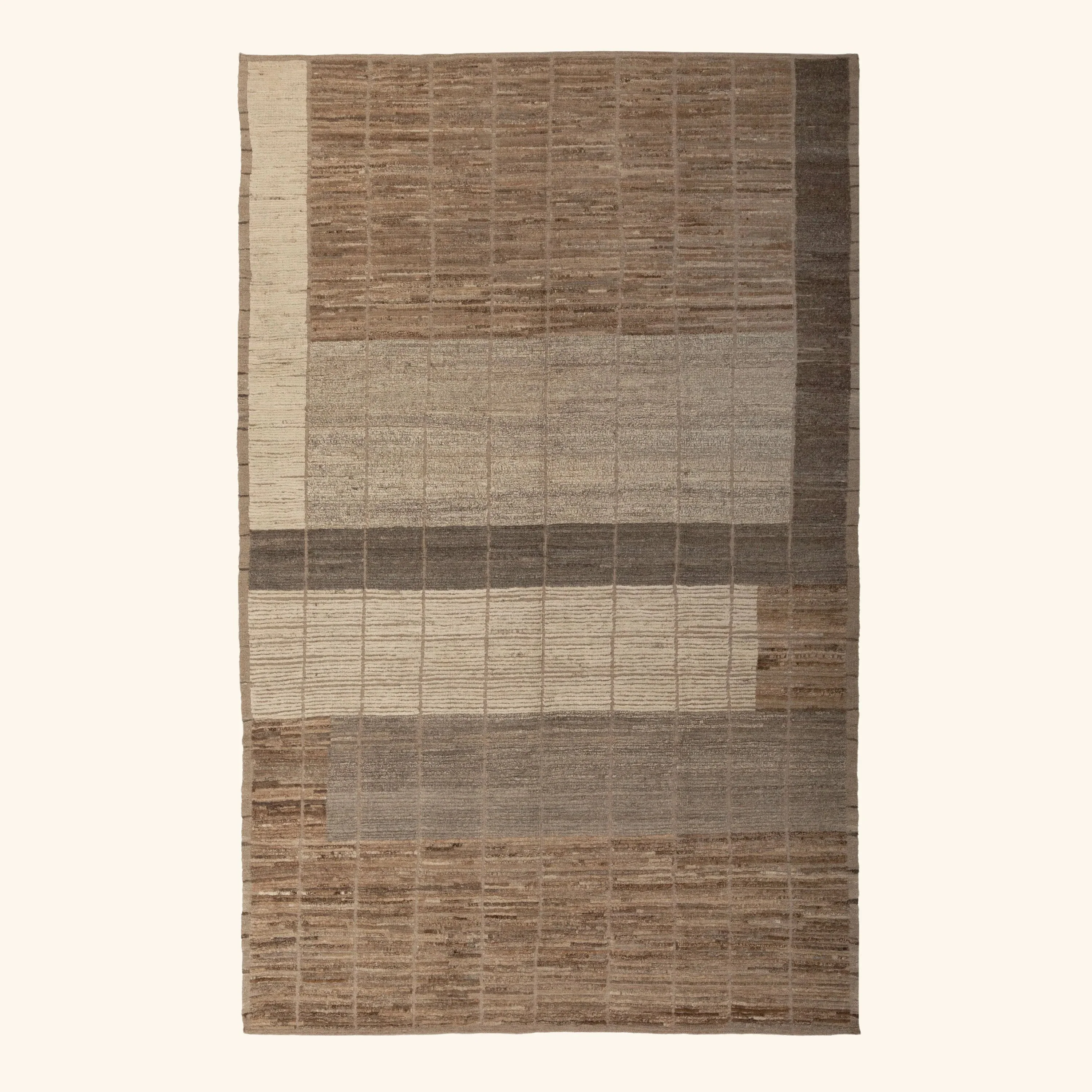 Brown Zameen Transitional Wool Rug - 6'4" x 9'6"