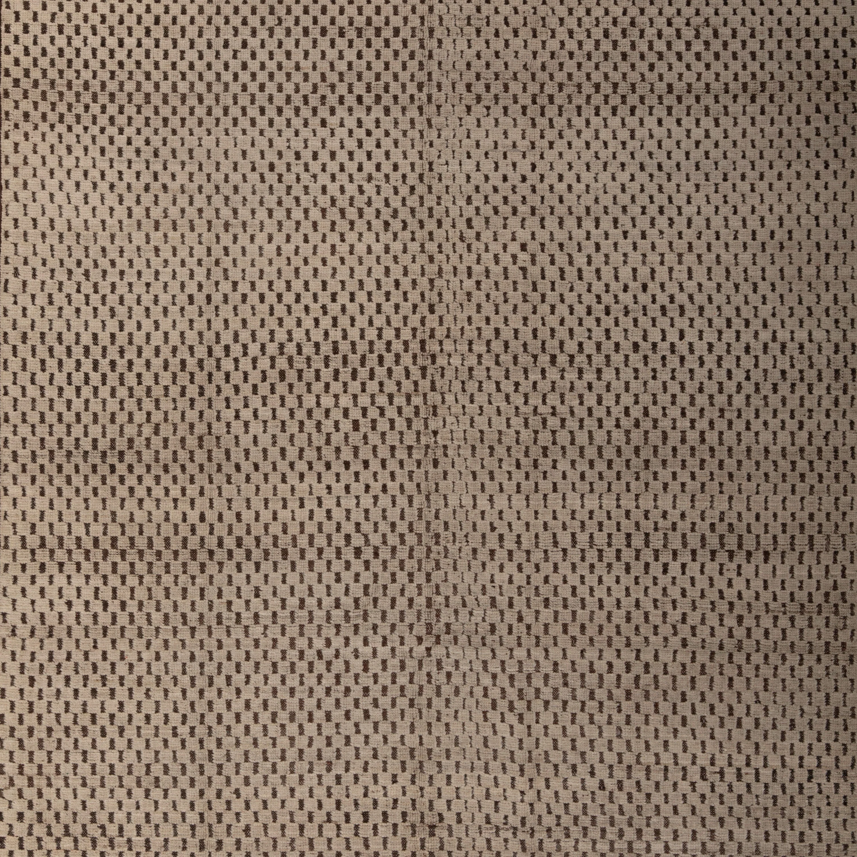 Brown & Cream Zameen Modern Wool Rug - 6'5" x 8'8" - Image 2