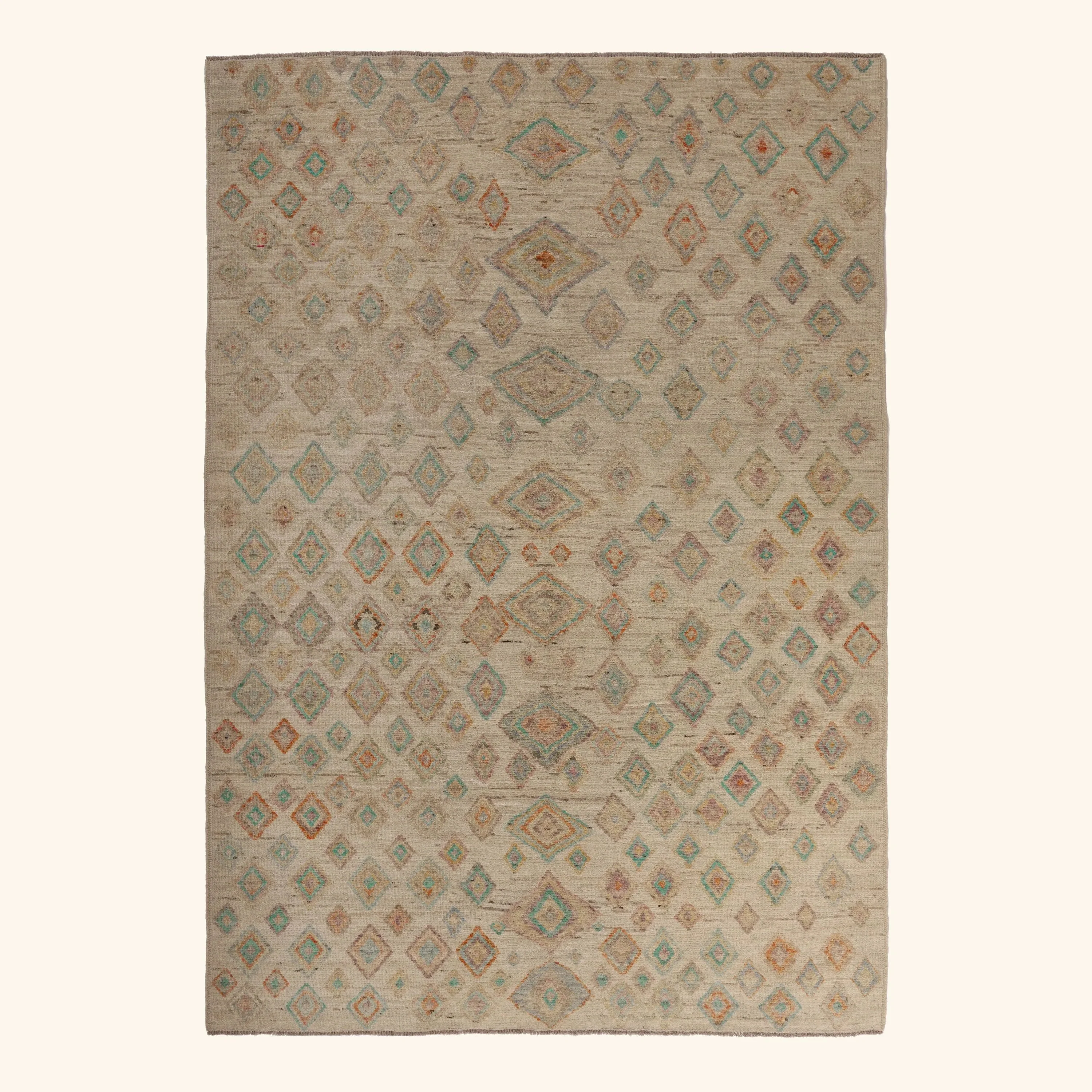 Light Brown Zameen Transitional Wool Rug - 6'9" x 9'7"
