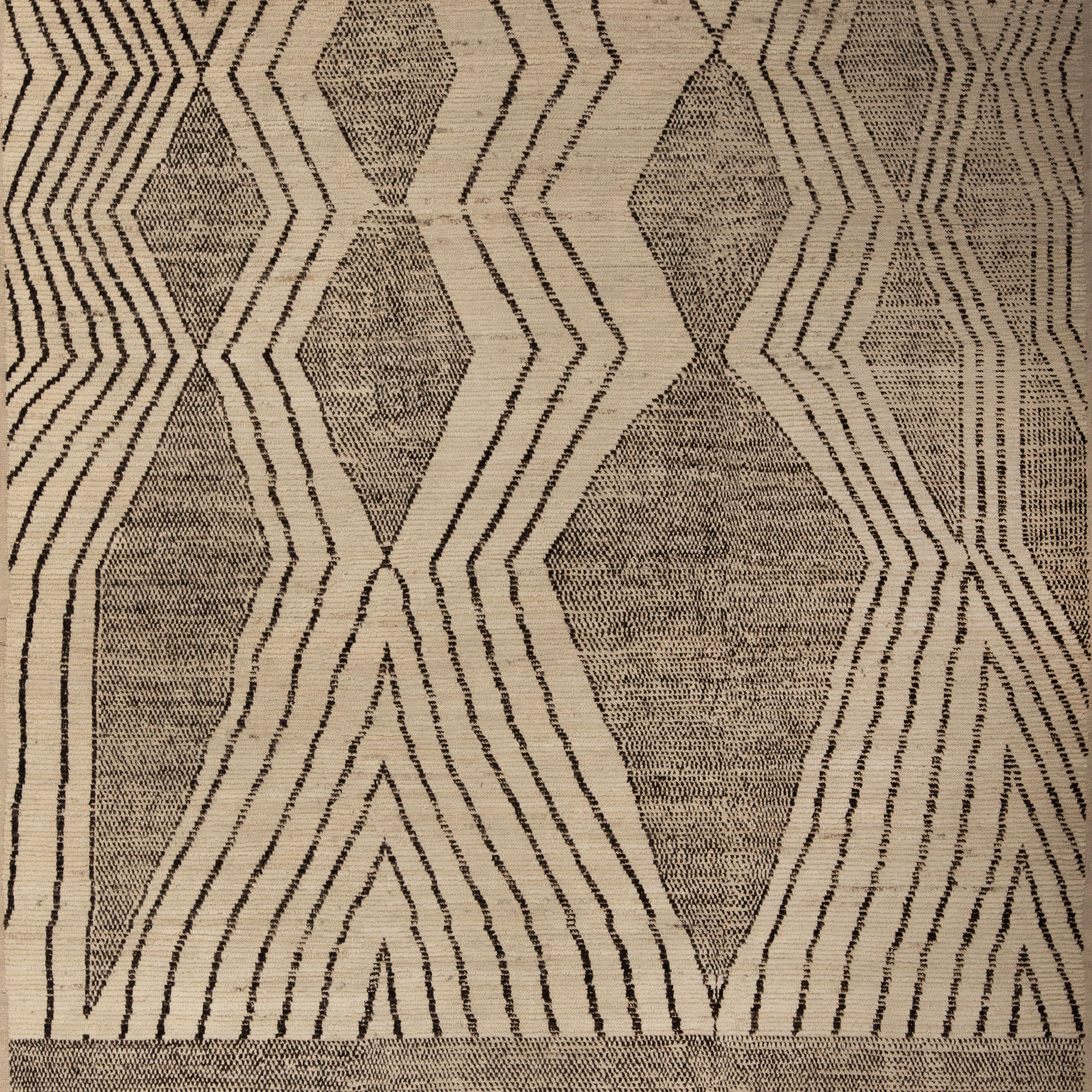 Black and White Zameen Modern Wool Rug - 8'10" x 9'7" - Image 2