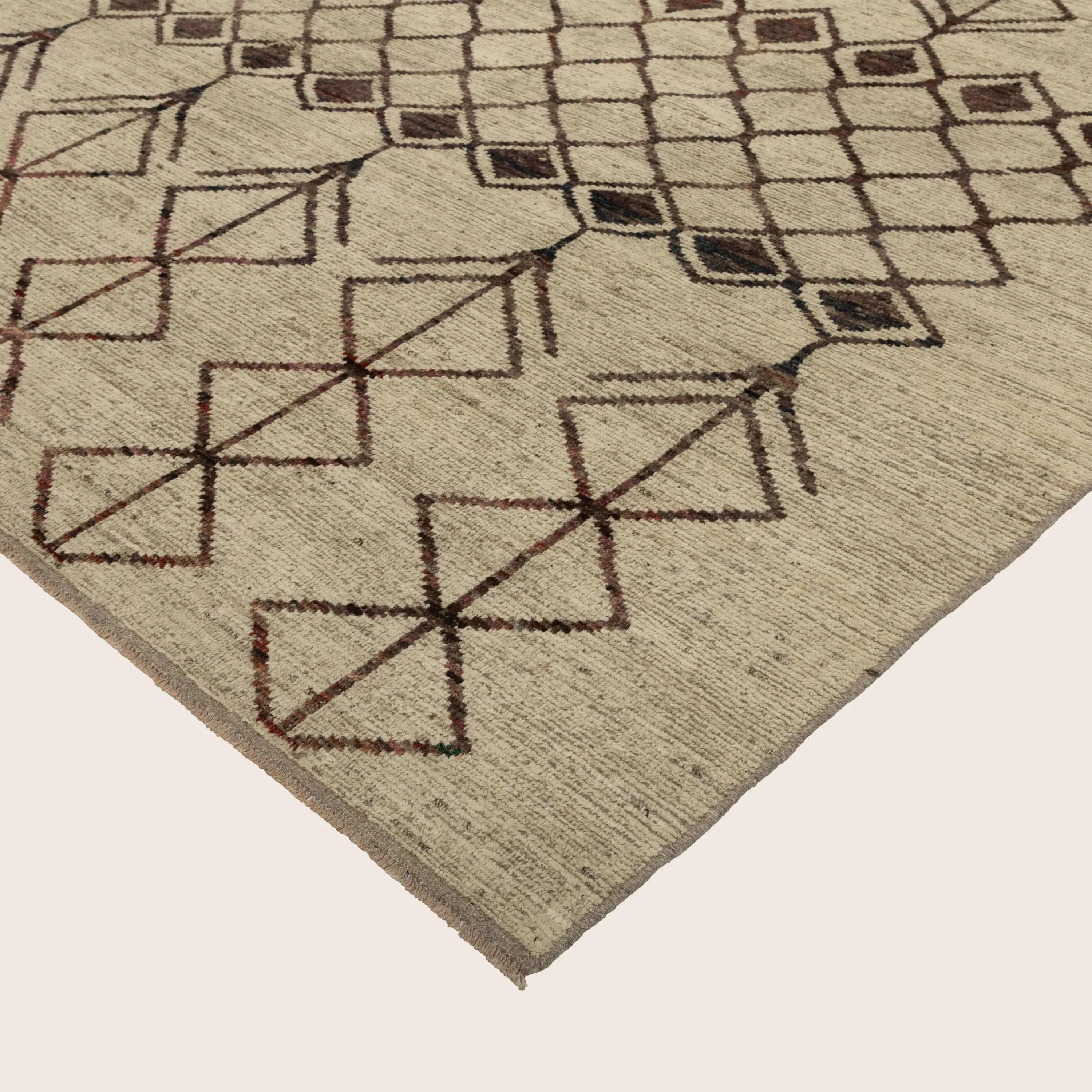 Brown & Beige Zameen Wool Rug - 8'11" x 9'10" - Image 4