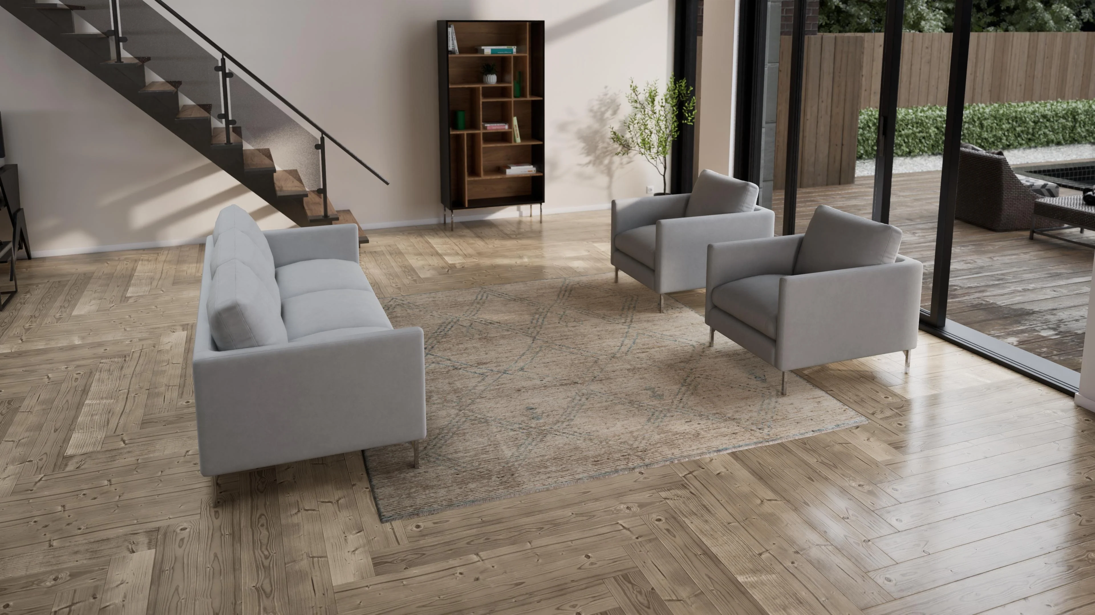 Natural Zameen Transitional Wool Rug - 8'4" x 9'6" - Image 3