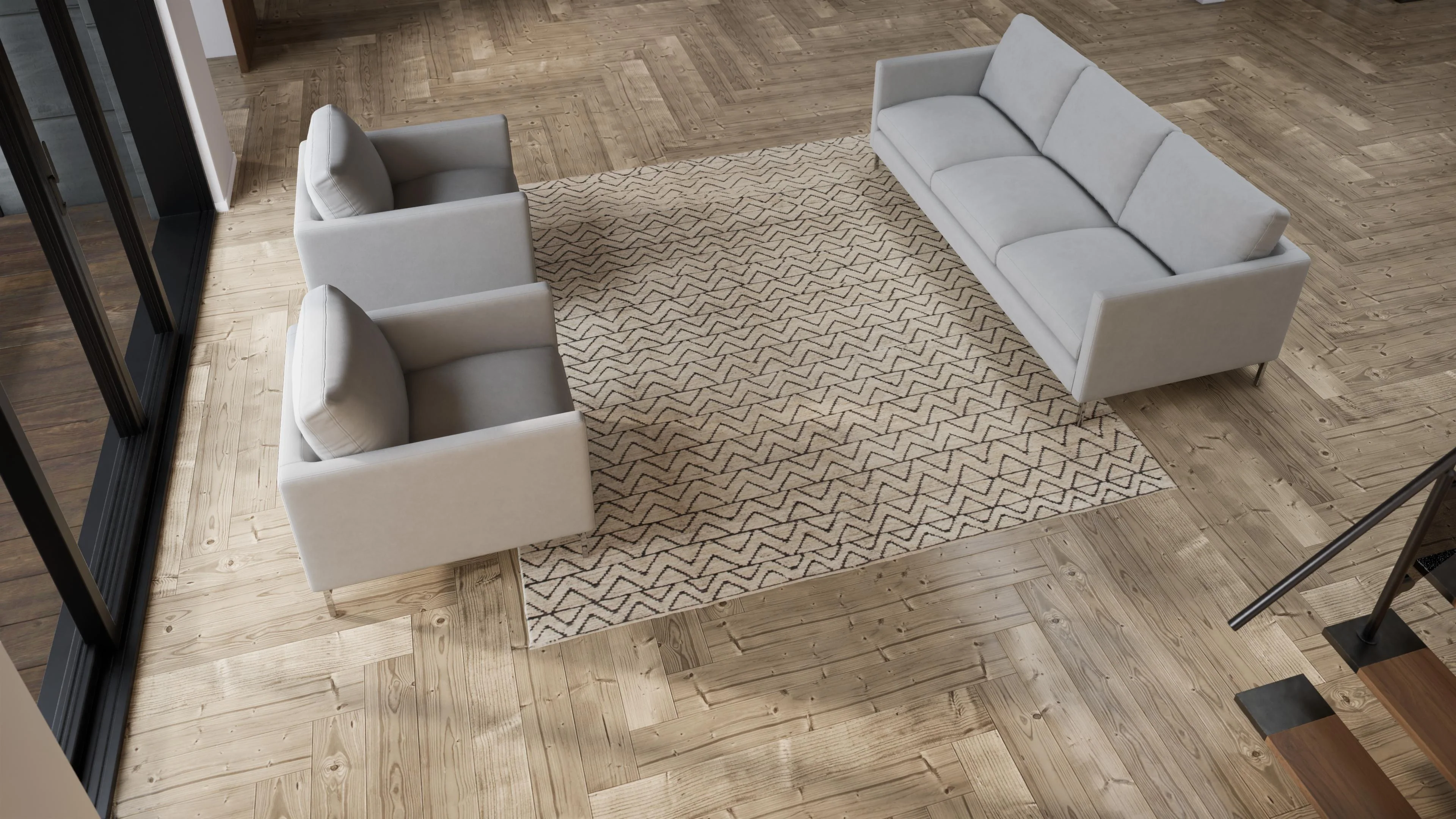 Beige Zameen Geometric Wool Rug - 8'4" x 9'8" - Image 7