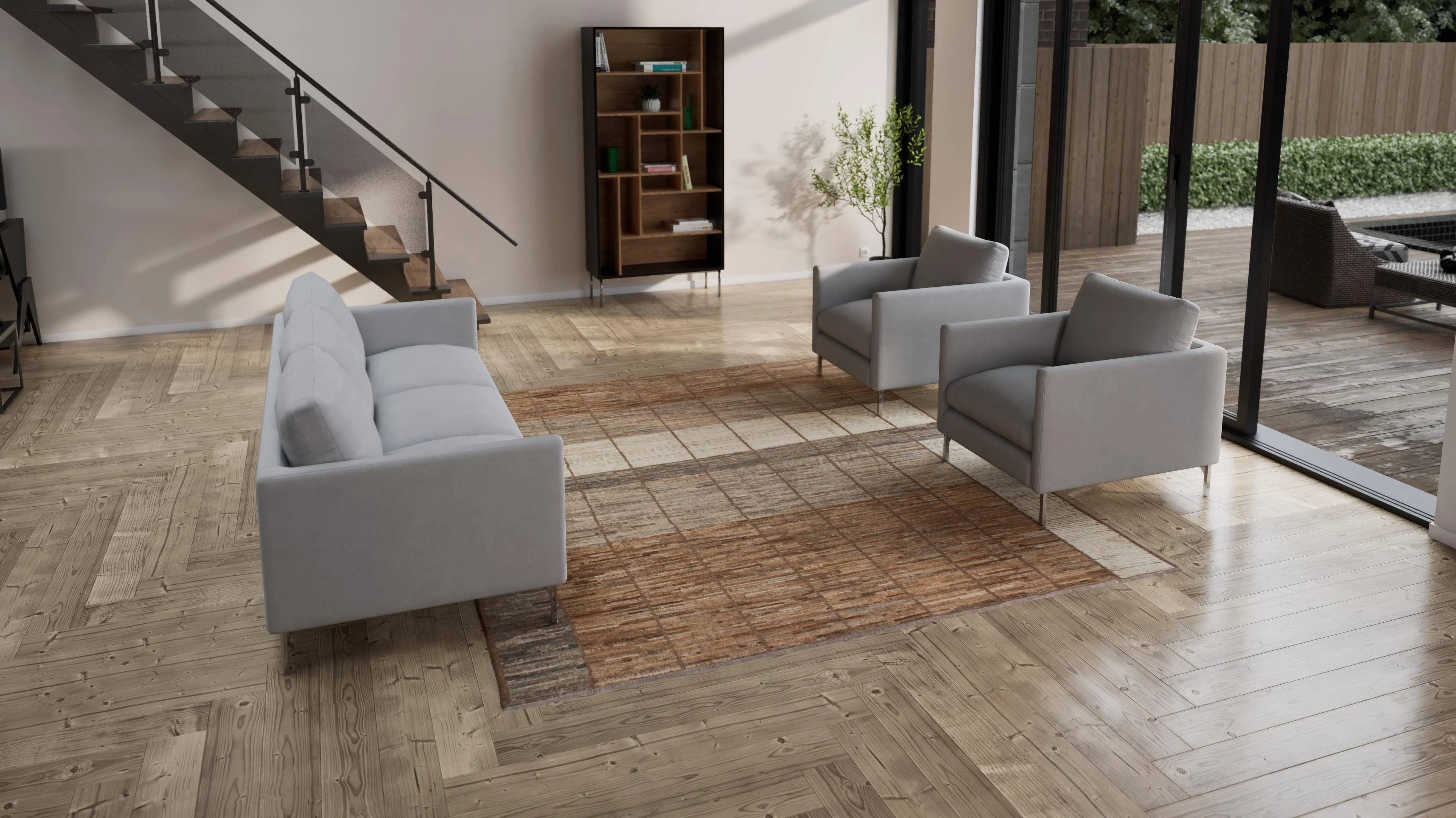 Brown Zameen Transitional Wool Rug - 8'6" x 10' - Image 3