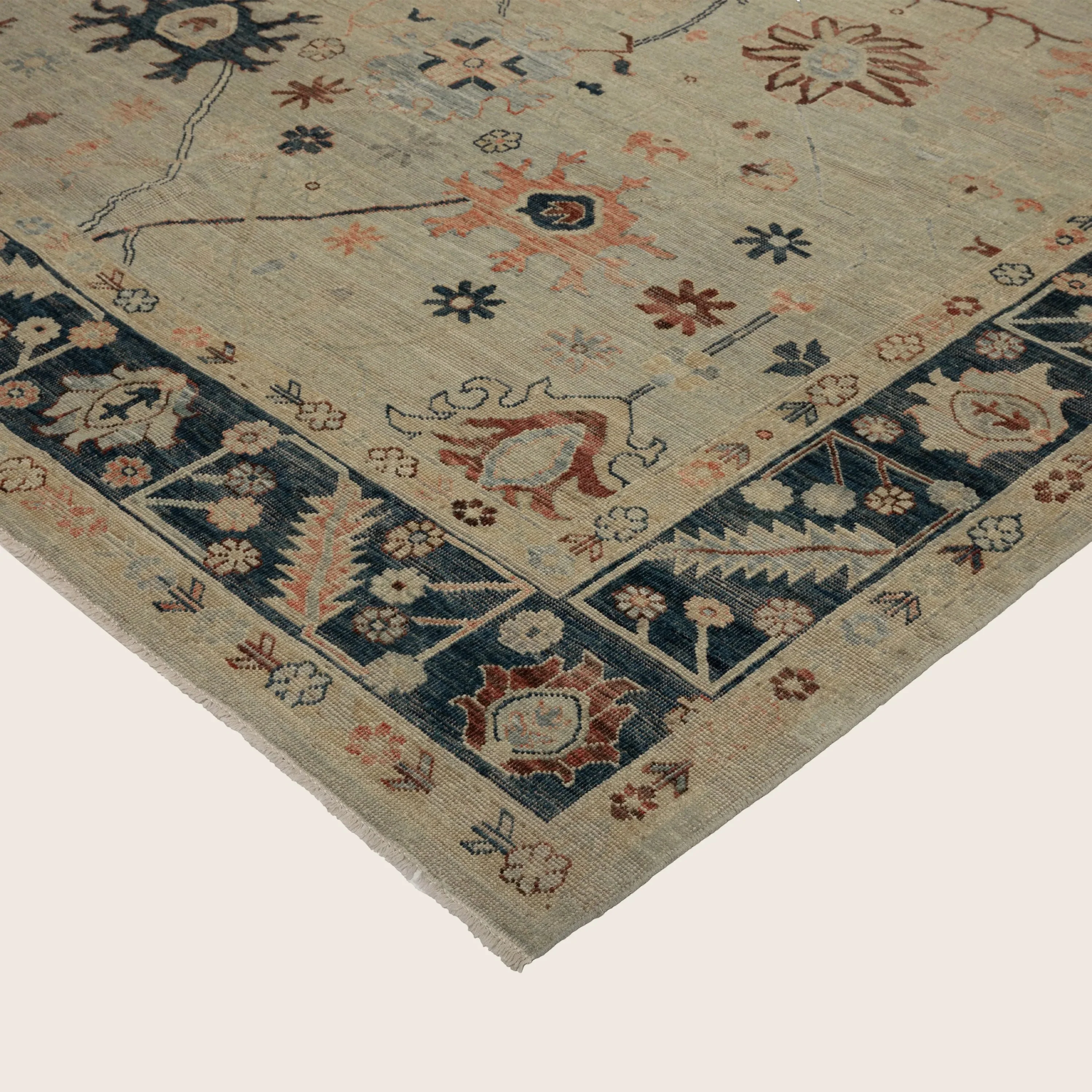 Blue Zameen Traditional Wool Rug - 8'7" x 10'2" - Image 4