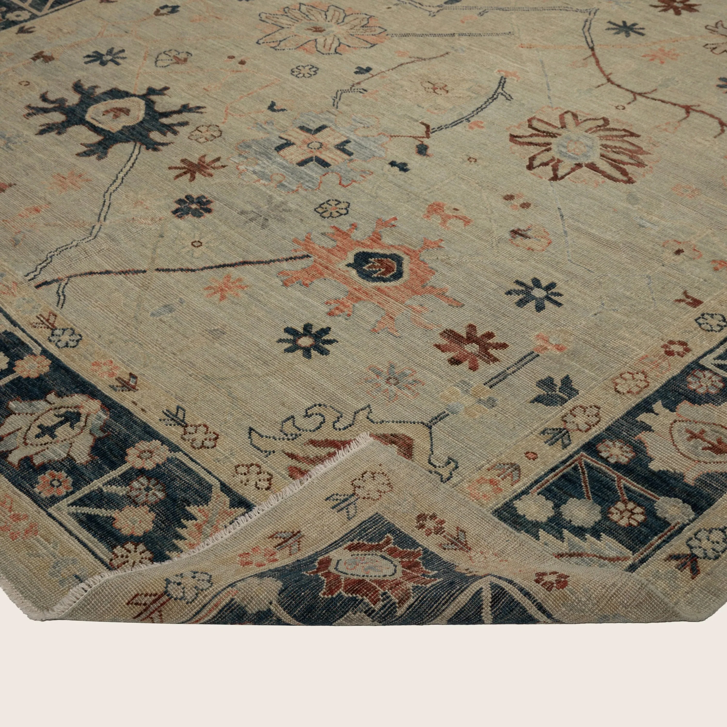 Blue Zameen Traditional Wool Rug - 8'7" x 10'2" - Image 5