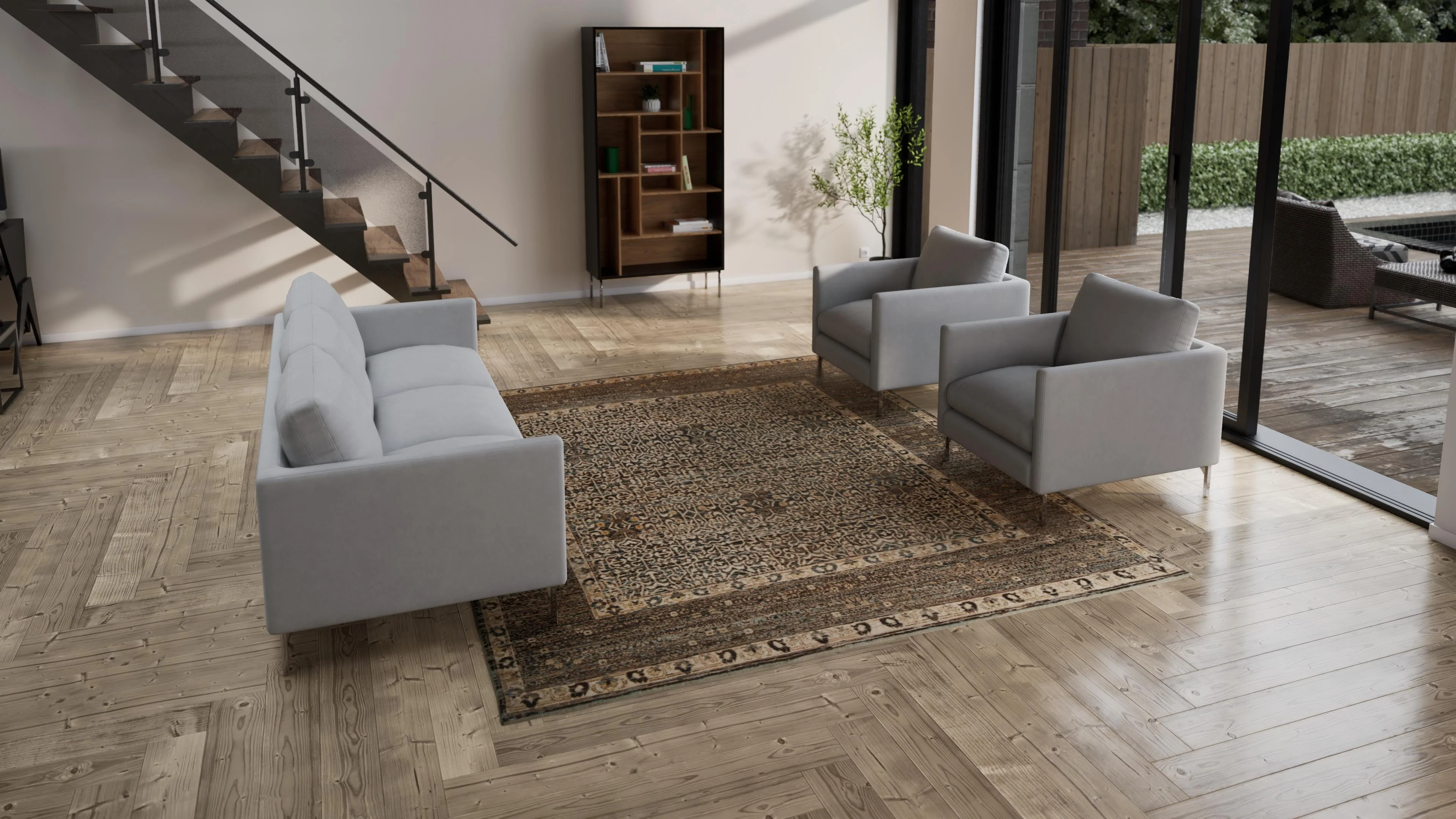 Brown Zameen Transitional Wool Rug - 8'7" x 10'4" - Image 3