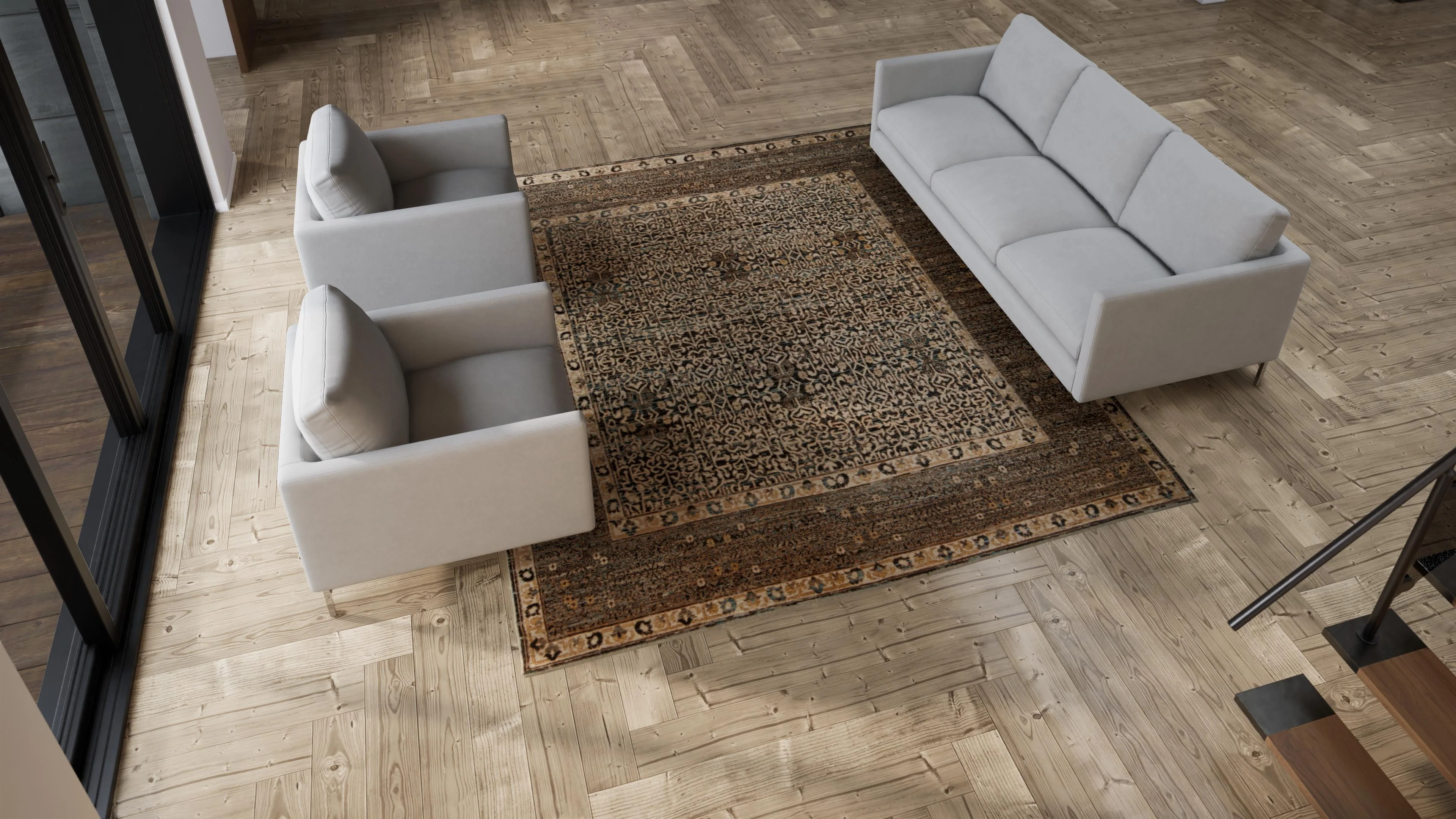 Brown Zameen Transitional Wool Rug - 8'7" x 10'4" - Image 7