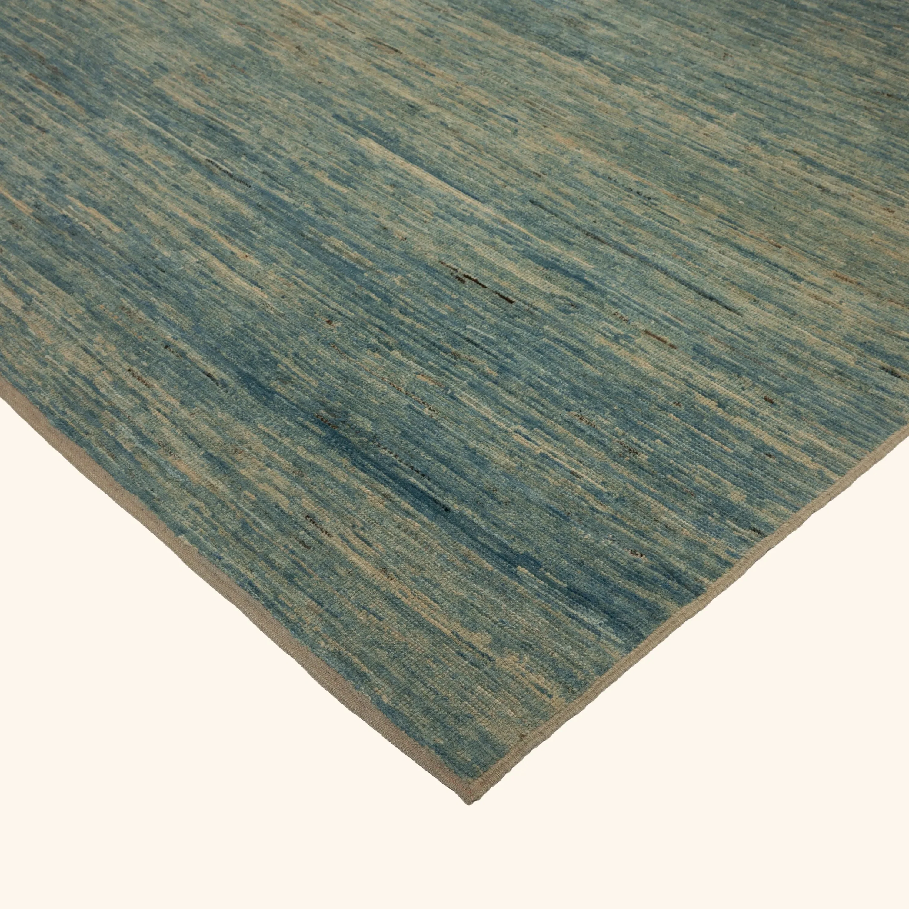 Blue Solid Zameen Modern Wool Rug - 9'1" x 11'10" - Image 4