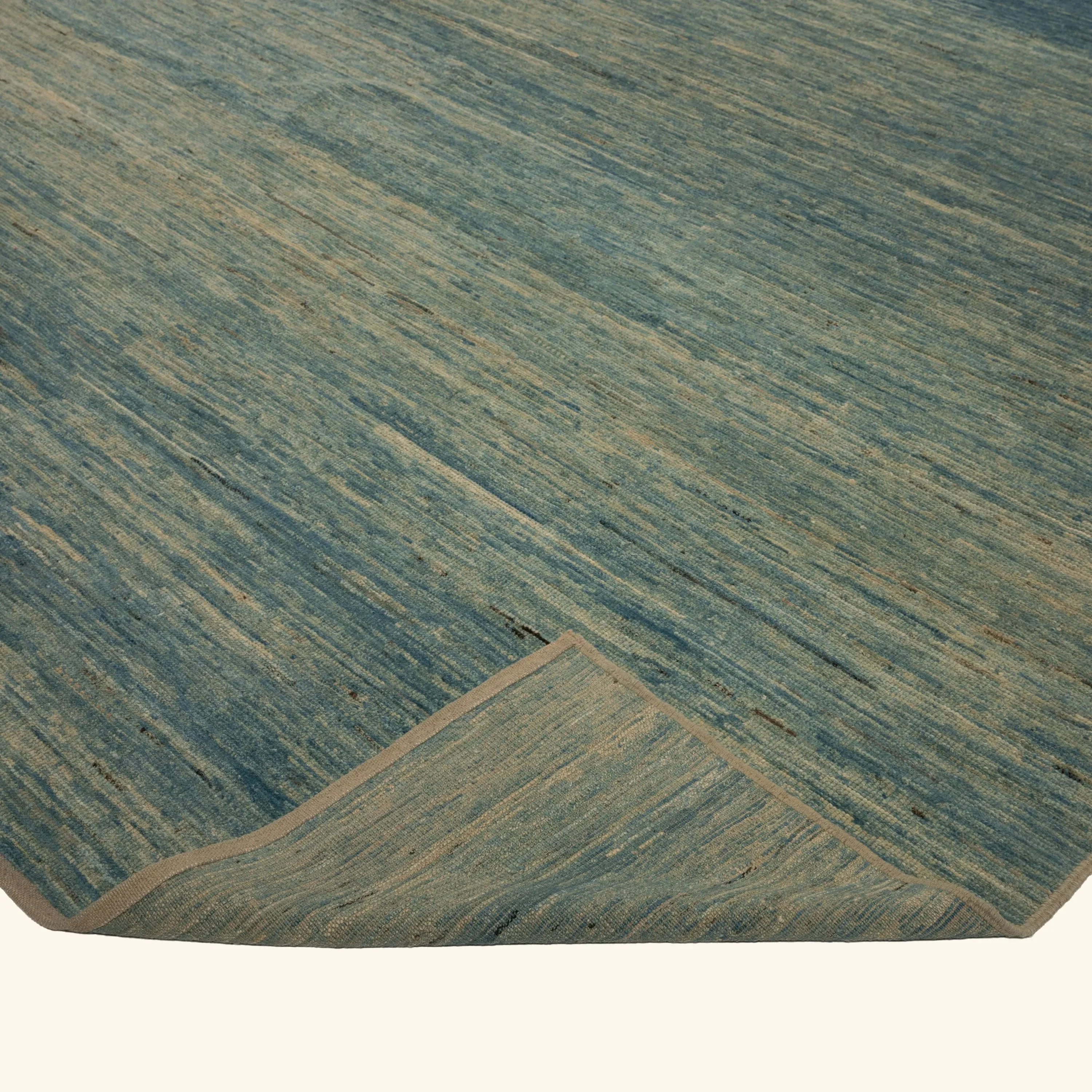 Blue Solid Zameen Modern Wool Rug - 9'1" x 11'10" - Image 5