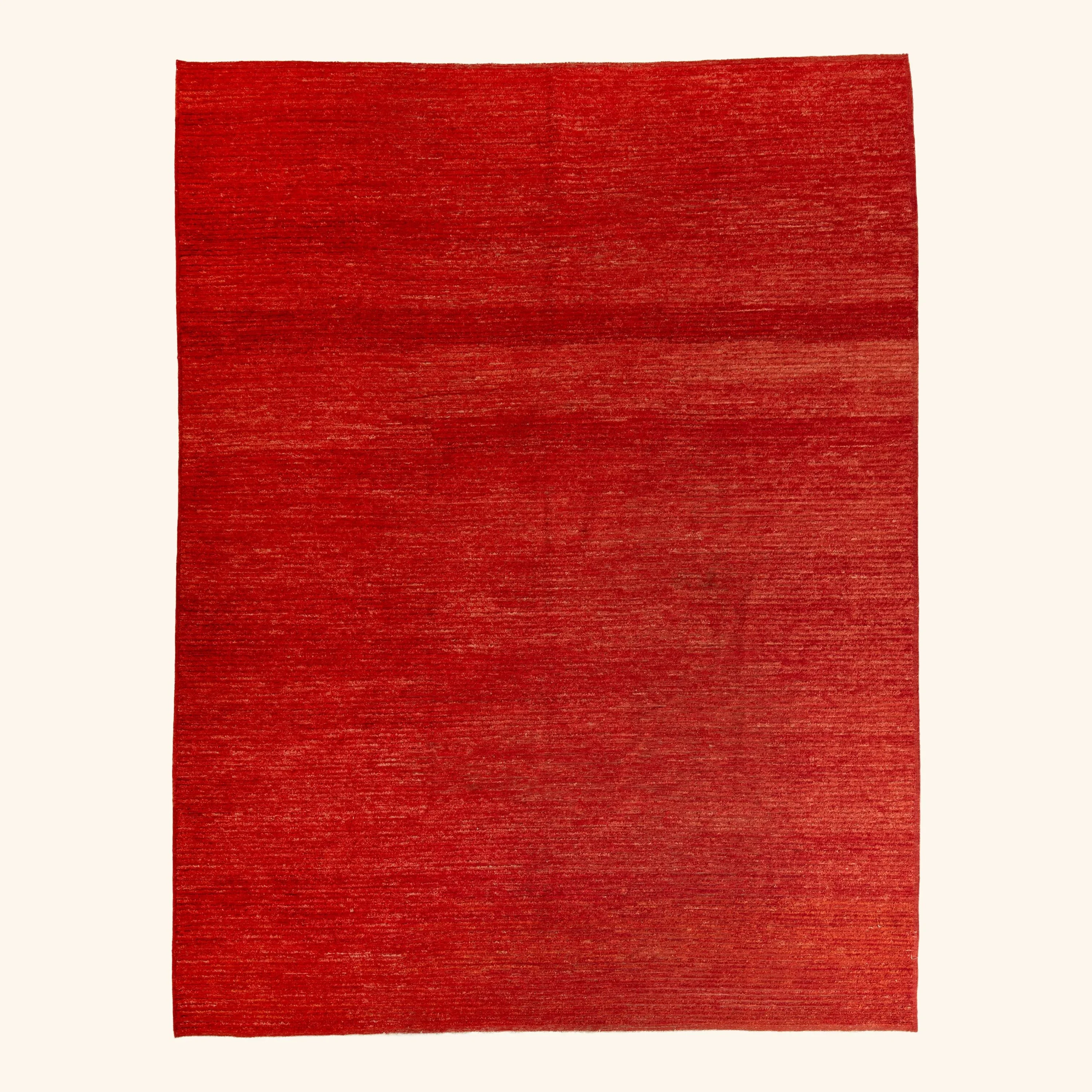 Red Zameen Solid Wool Rug - 9'1" x 11'10"