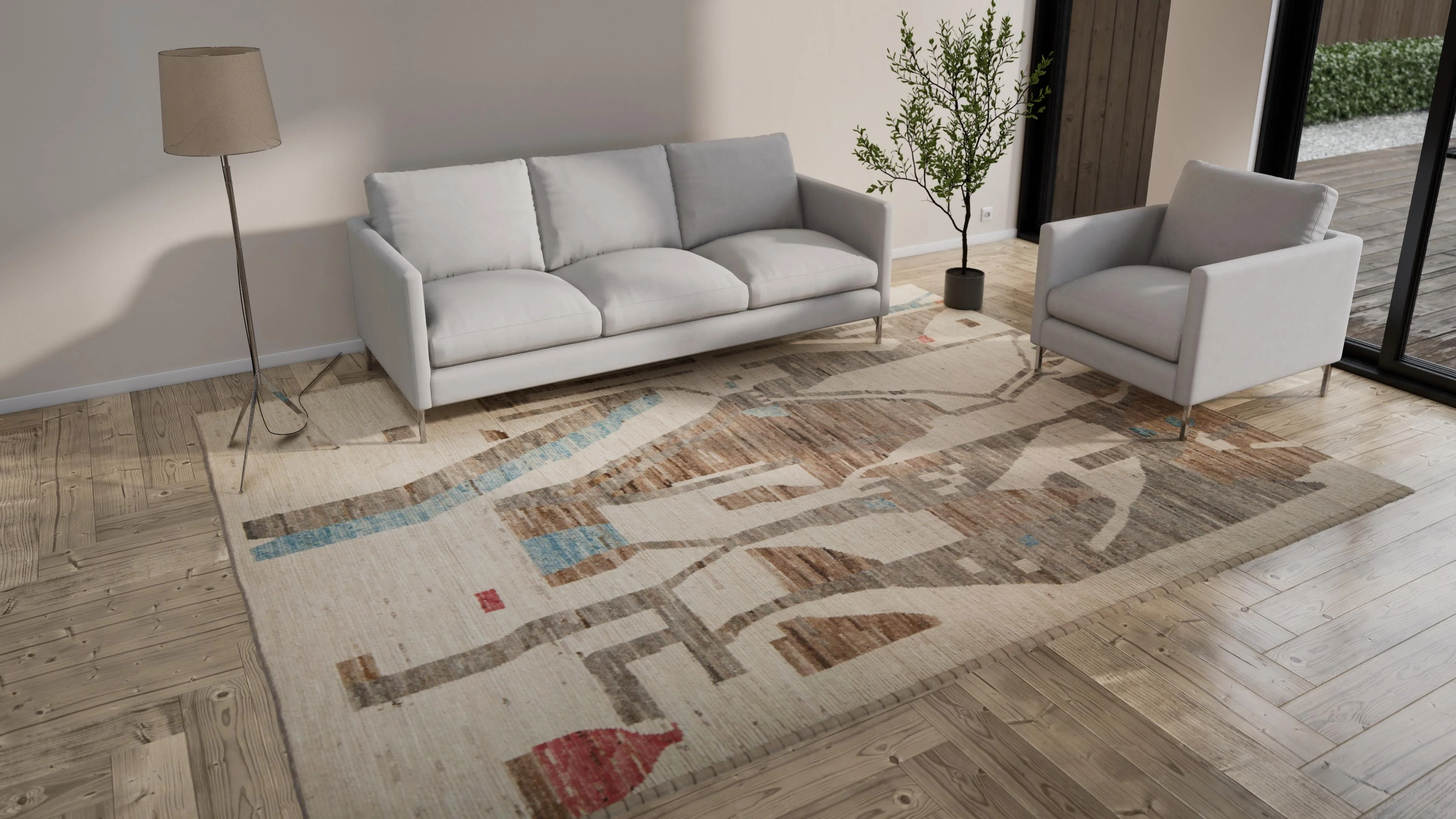 Zameen Patterned Modern Wool Rug - 9'3" x 11'10" - Image 8