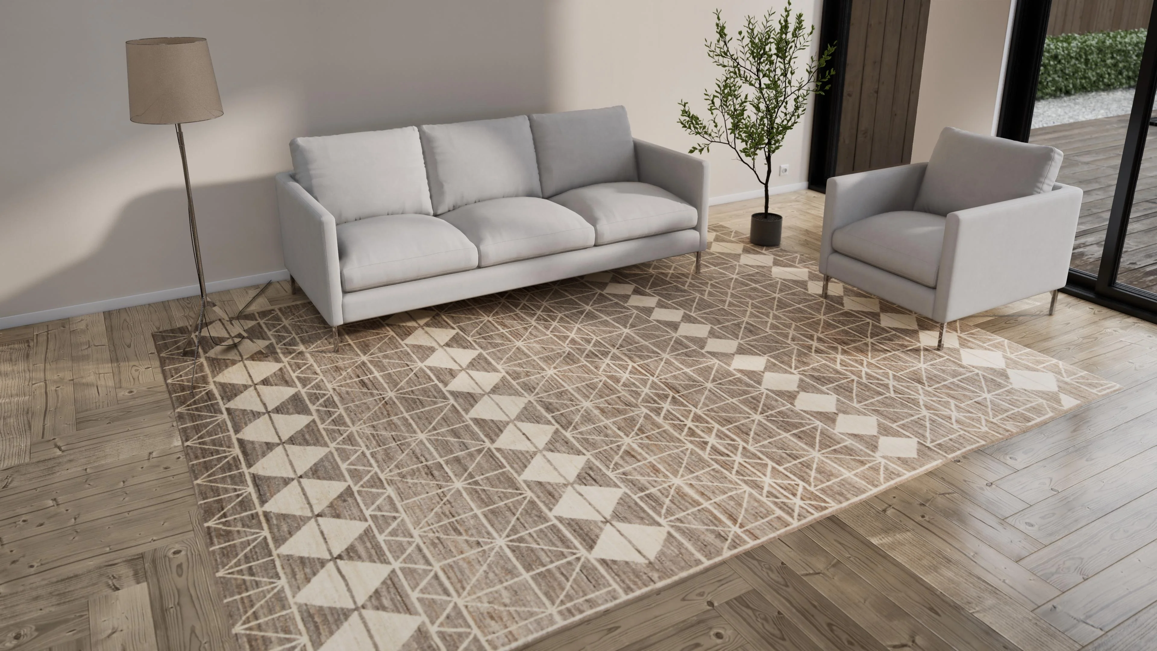 Brown Zameen Transitional Wool Rug- 9'3" x 11'11" - Image 8