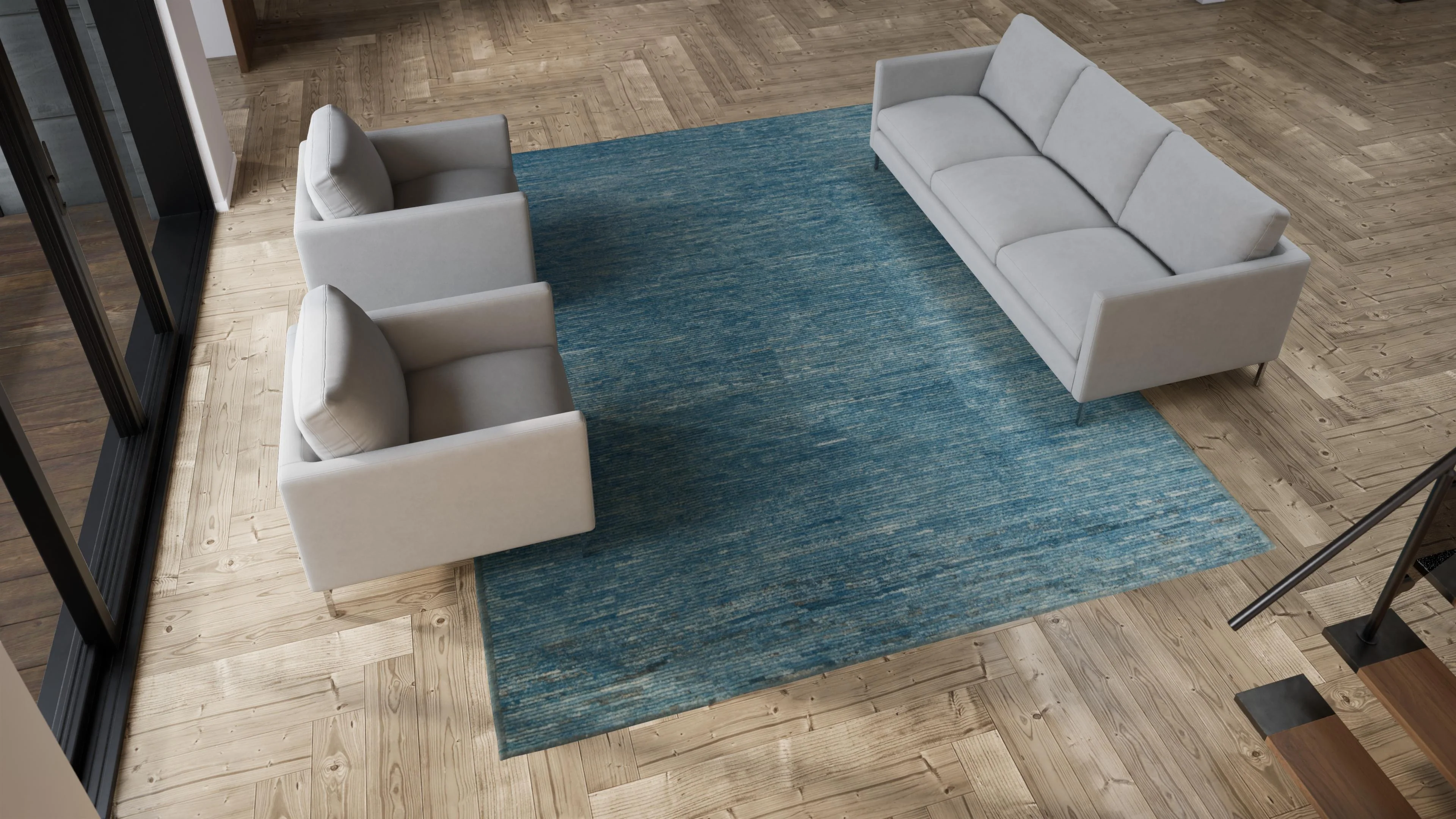Blue Zameen Transitional Wool Rug - 9'3" x 12' - Image 6