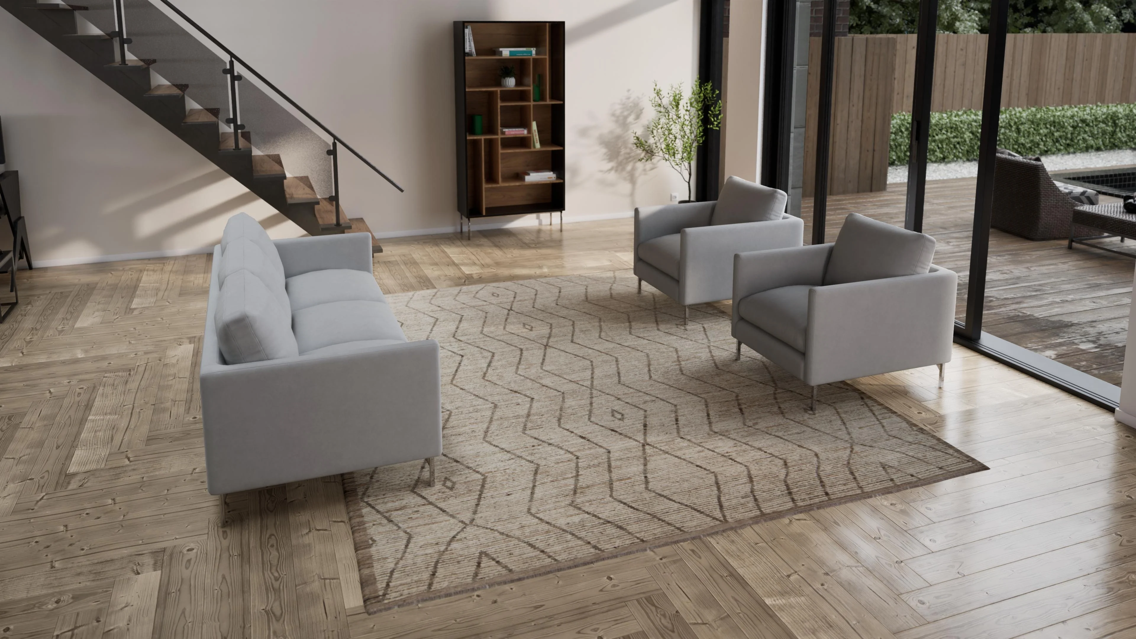 Natural Zameen Transitional Wool Rug- 9'5" x 12' - Image 3