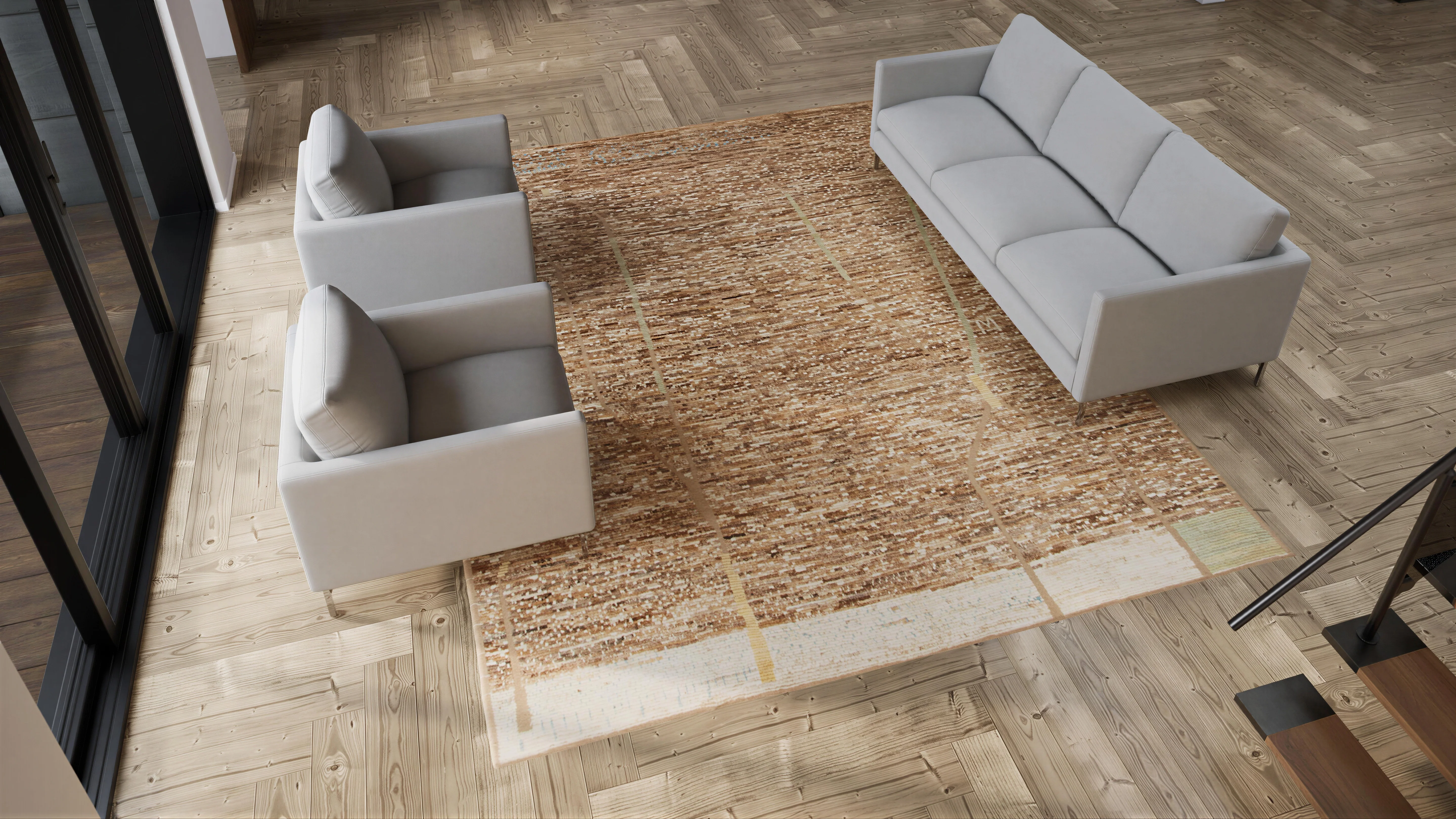 Brown Zameen Transitional Wool Rug - 9'6" x 12'3" - Image 7
