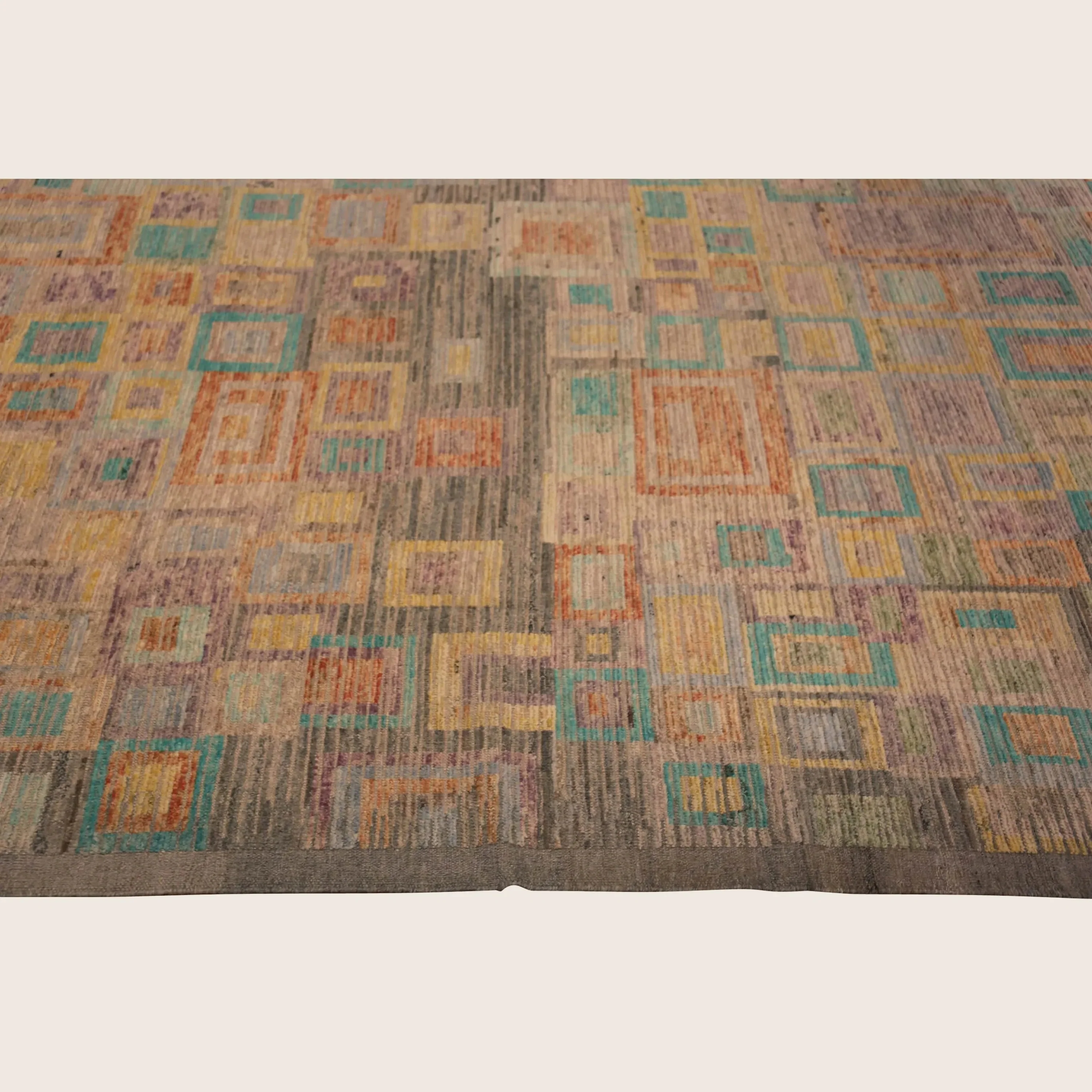 Multicolored Zameen Transitional Wool Rug - 13'7" x 16'1" - Image 5