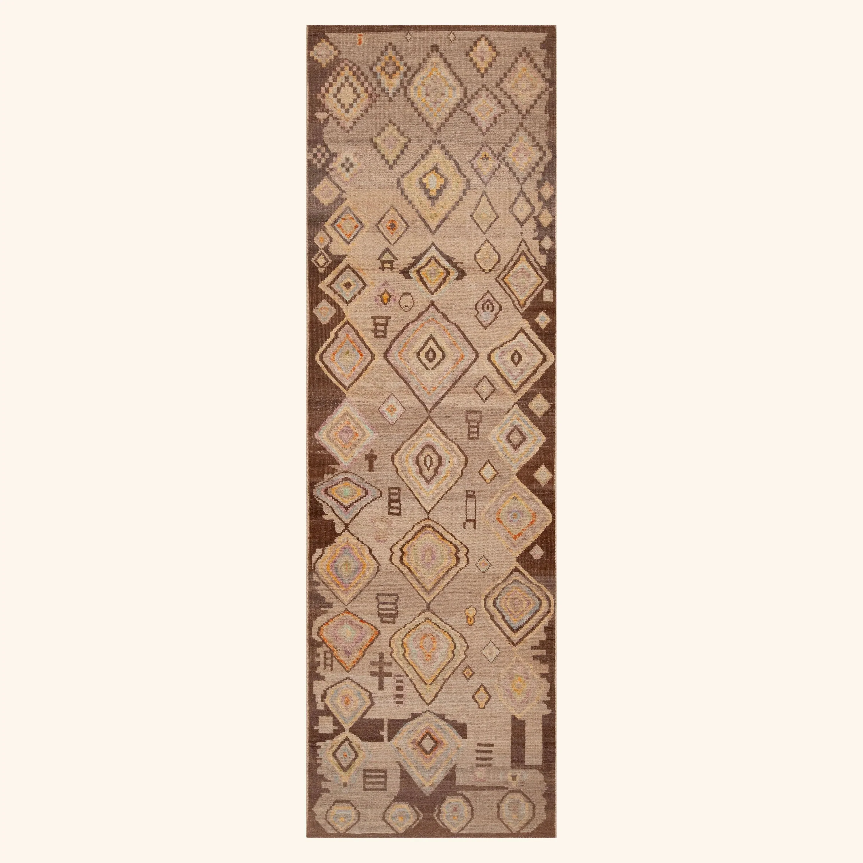 Brown Zameen Transitional Wool Runner - 3' x 9'8"