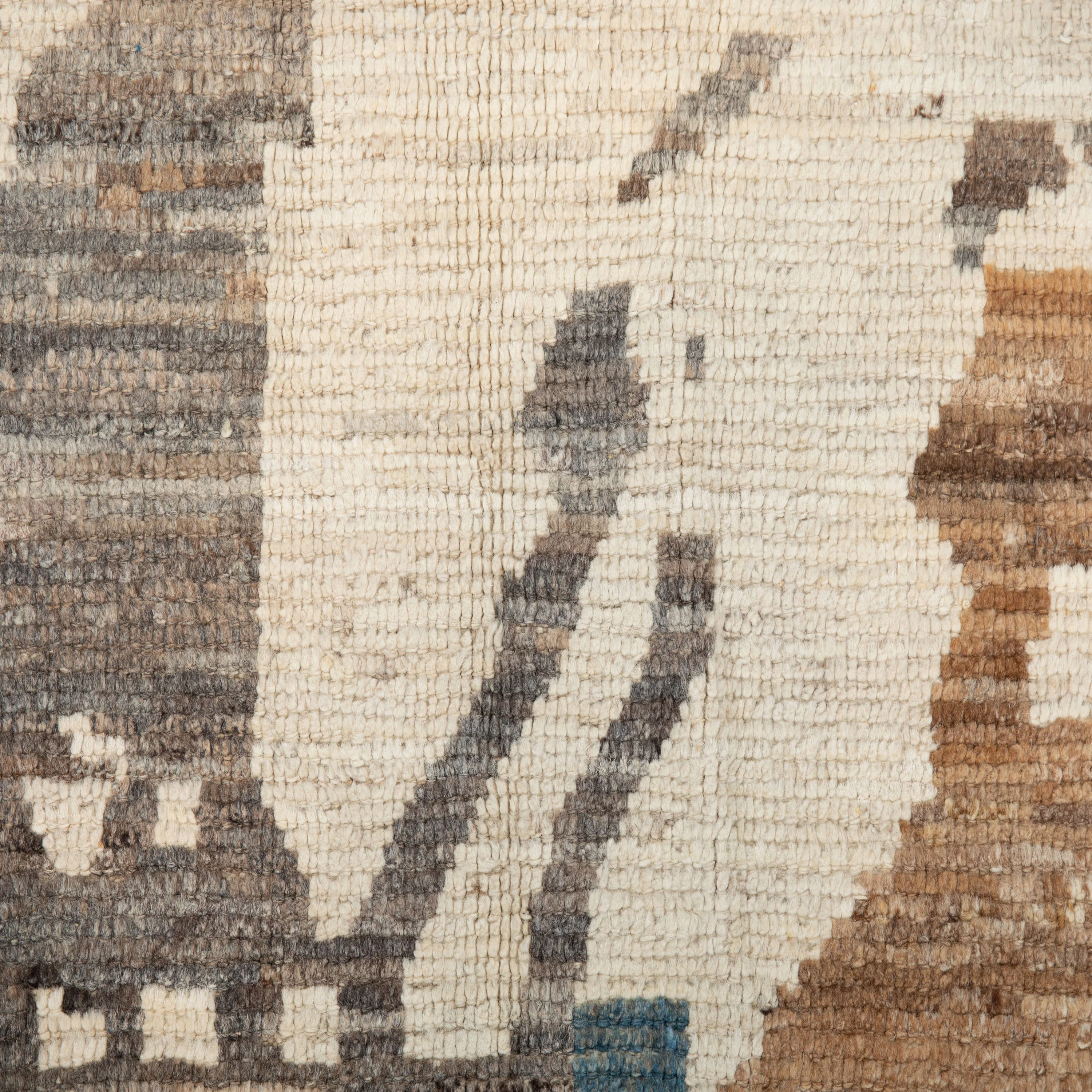 Brown & Blue Zameen Transitional Wool Rug - 4'10" x 7'7" - Image 2