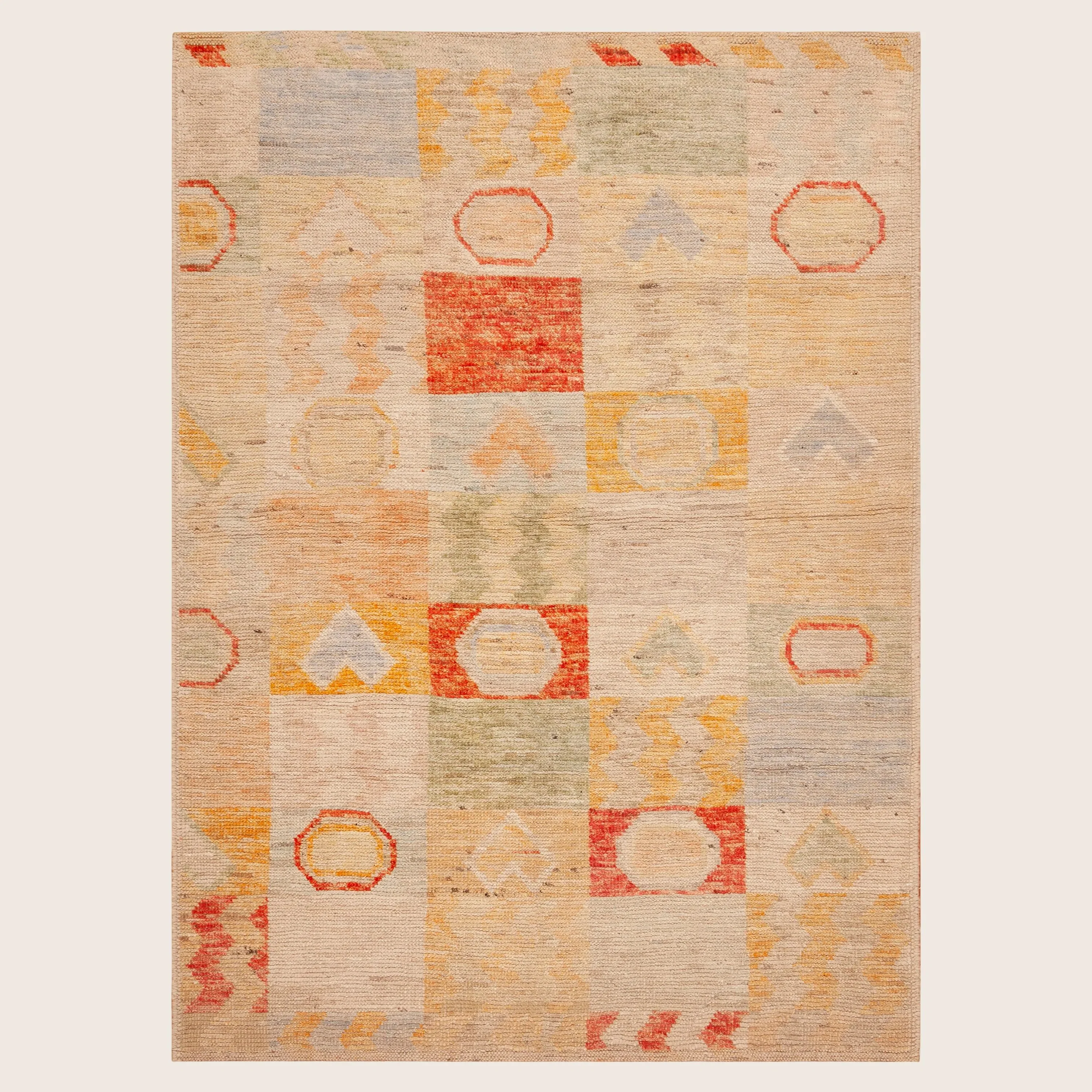 Multicolored Zameen Transitional Wool Rug - 4'2" x 5'9"