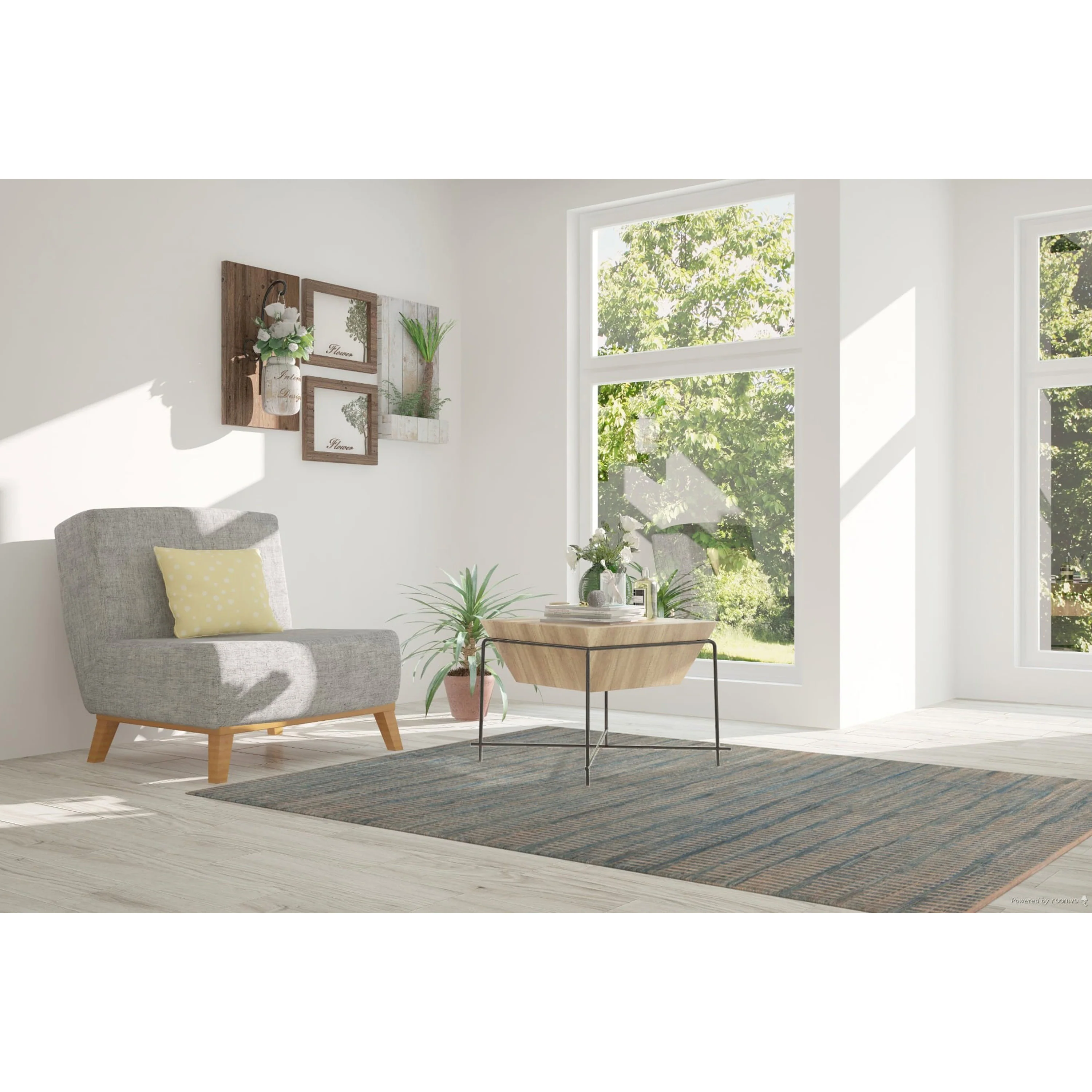 Blue Zameen Transitional Wool Rug - 6'3" x 8' - Image 5