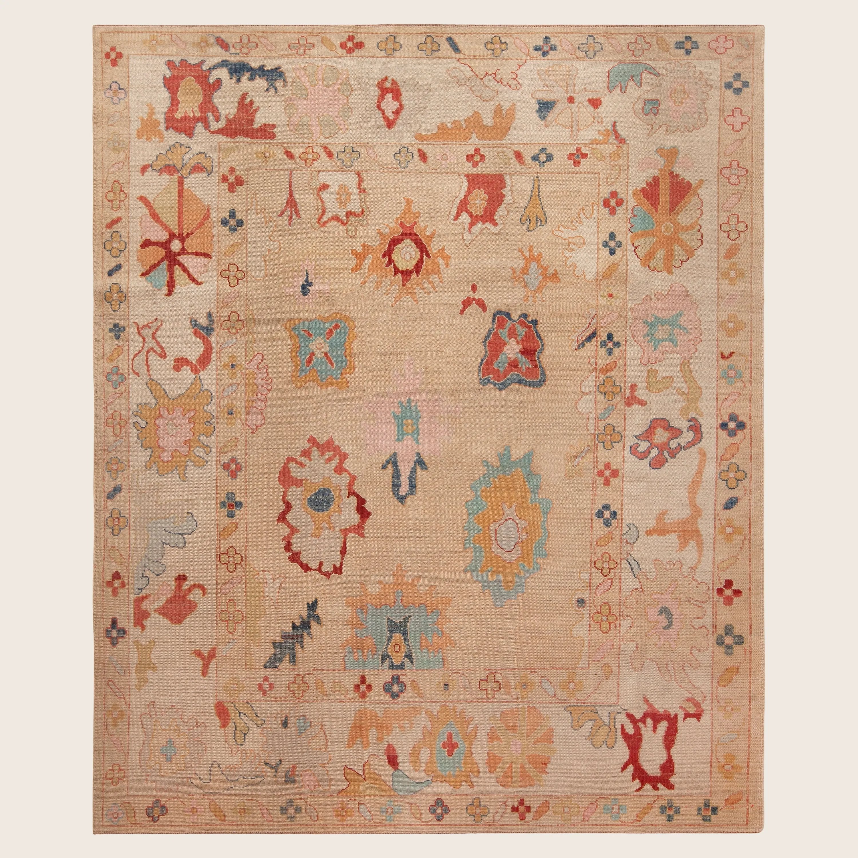 Beige Zameen Transitional Wool Rug - 8' x 9'8"
