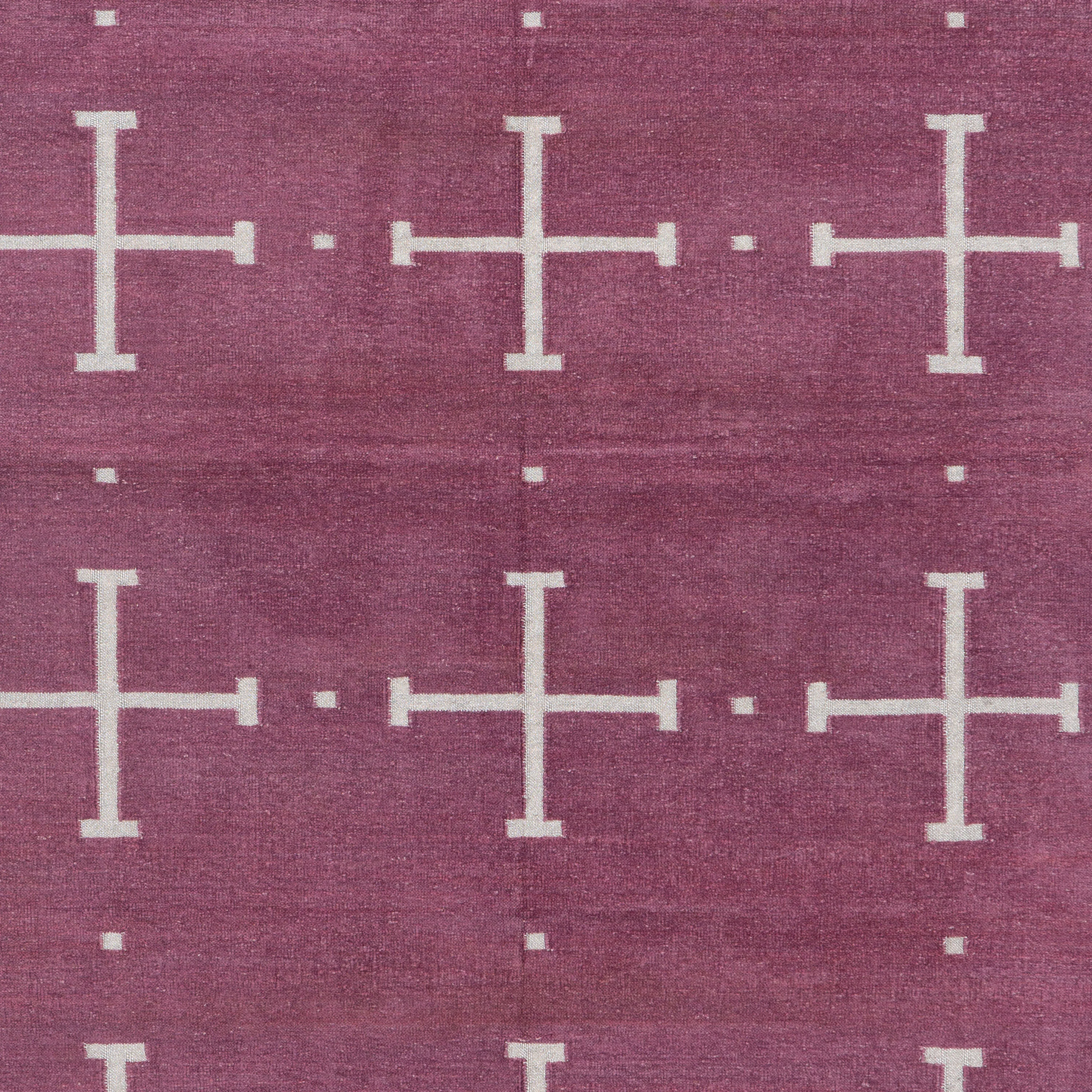 Purple Geometric Flatweave Chenille Rug - 3'6" x 5'6" - Image 2